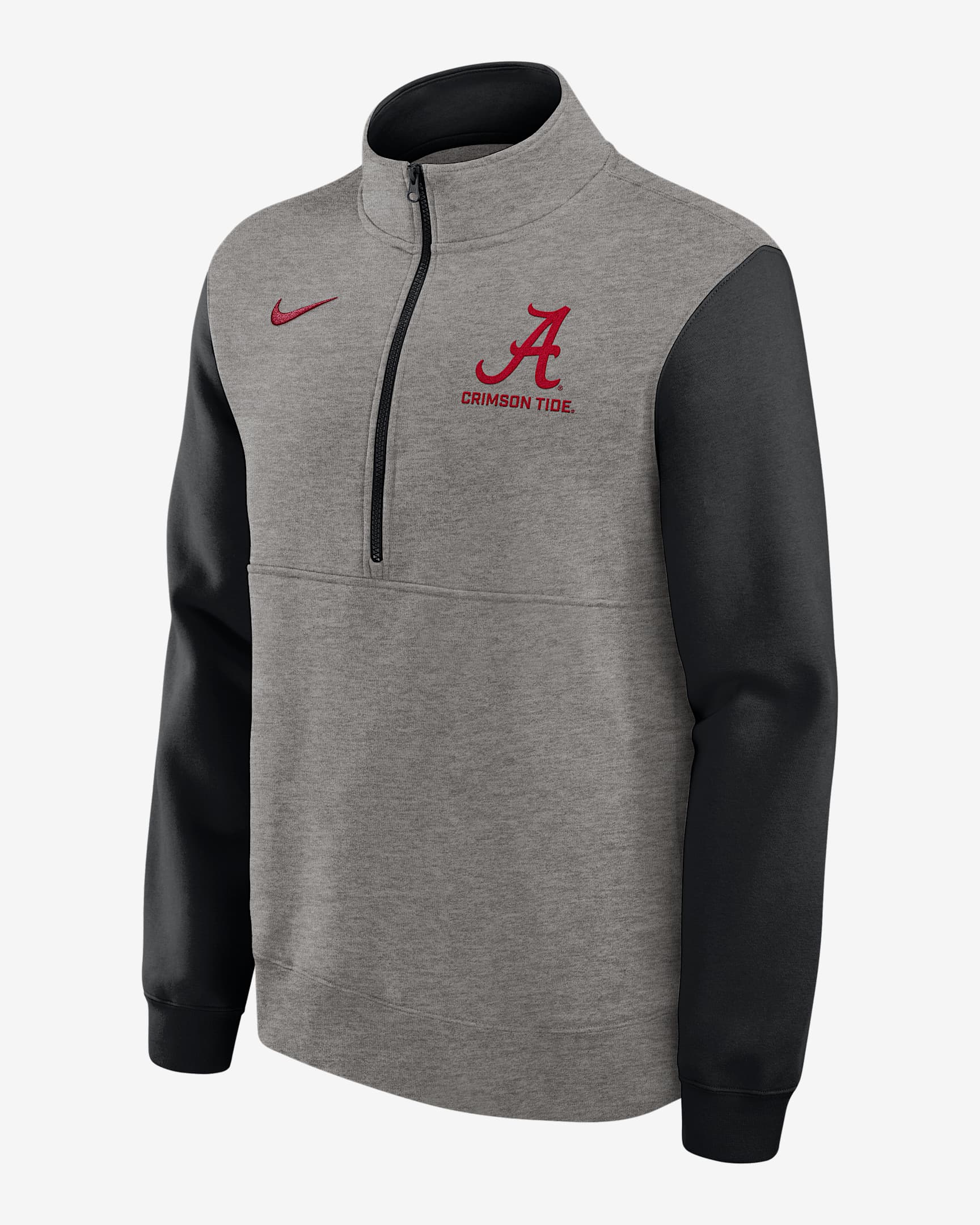 Alabama Club Men's Nike College 1/2-Zip Crew - Grey Heather