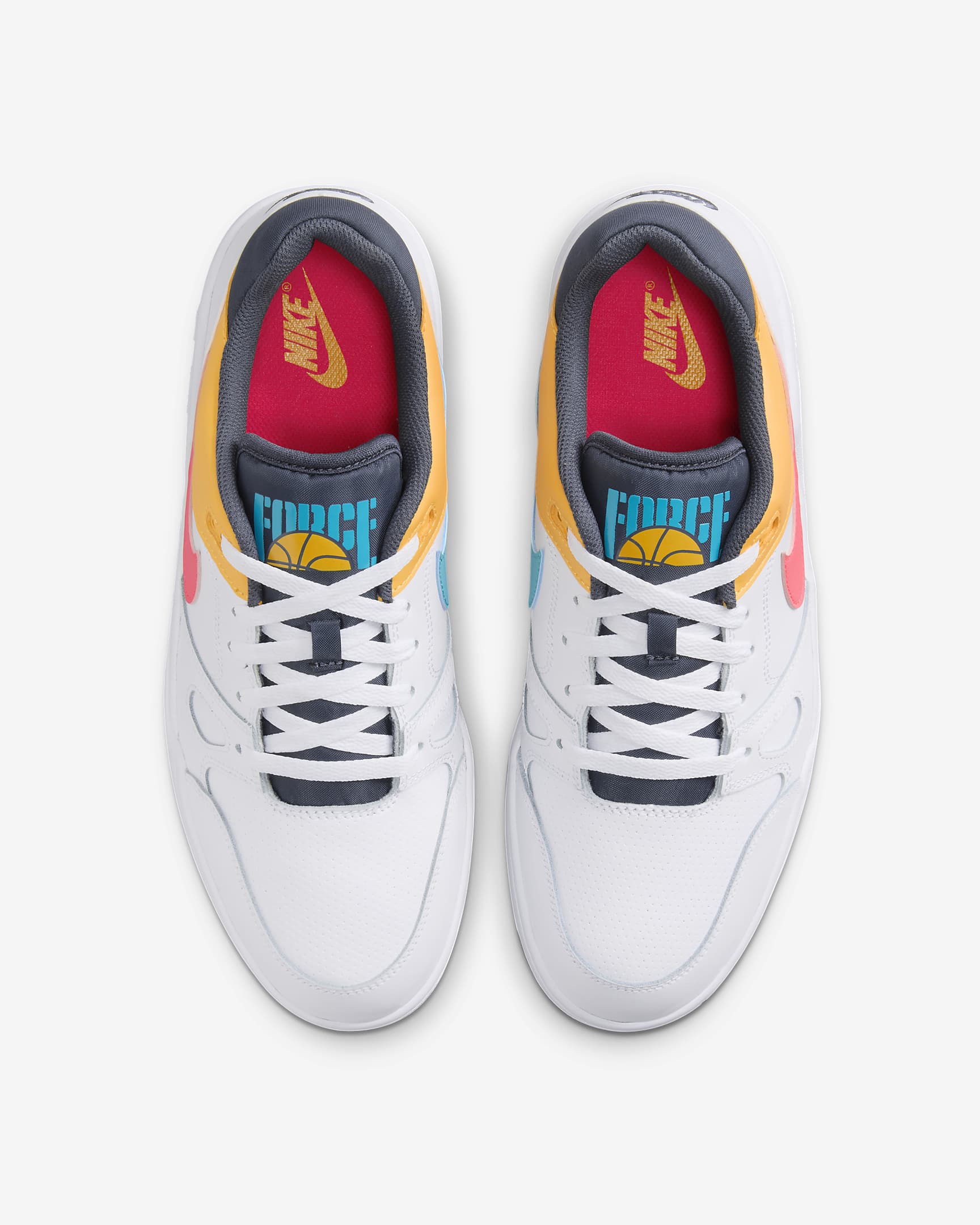 Tenis para hombre Nike Full Force Low - Blanco/Trueno azul/Cactus empolvado/Rosa carrera