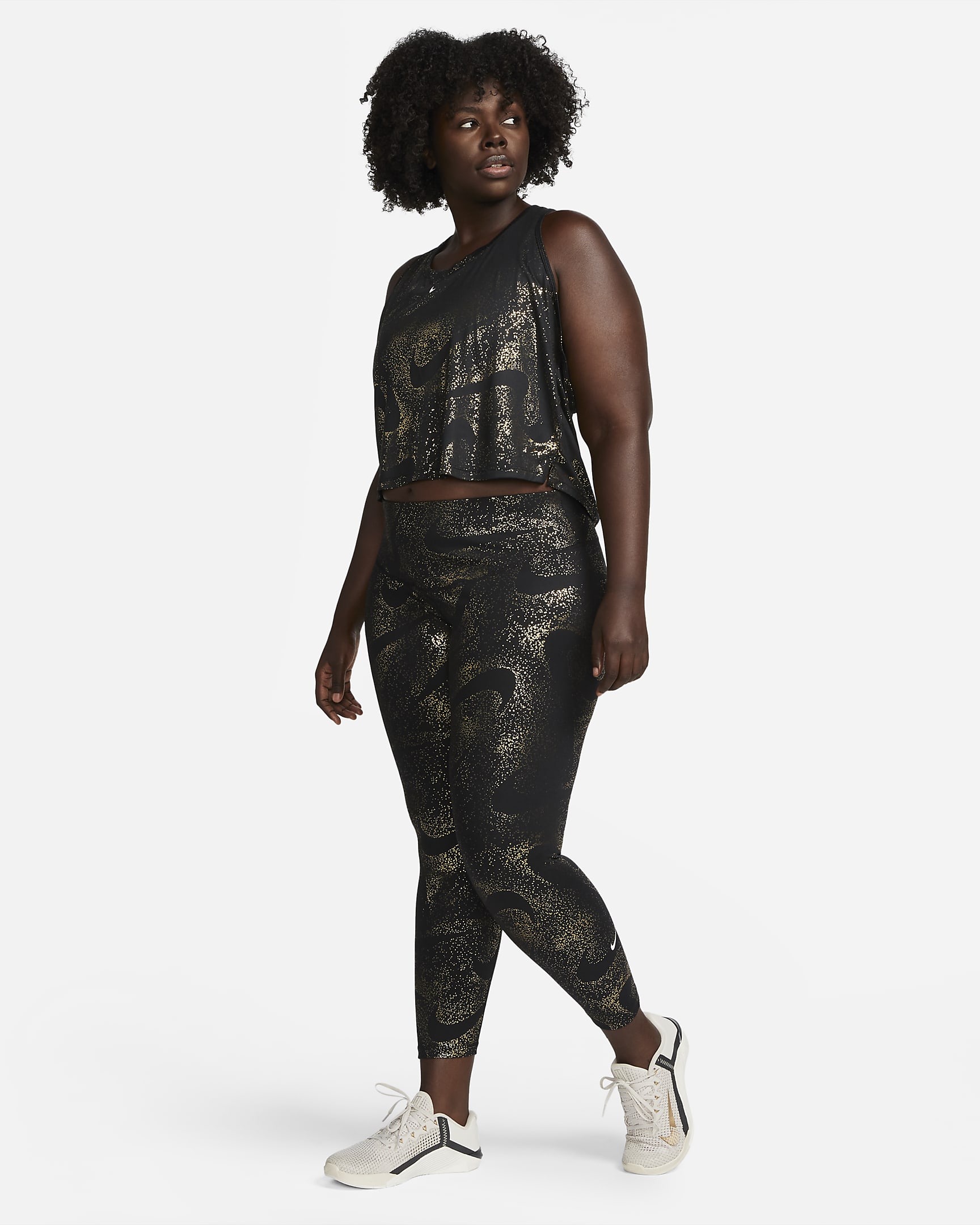 Legging Femme Imprimé Doré Exotique - Taille Haute, Avec Poches - Tissu Extensible (90% Polyester, 10% élasthanne) - Pour Yoga, Fitness, Quotidien