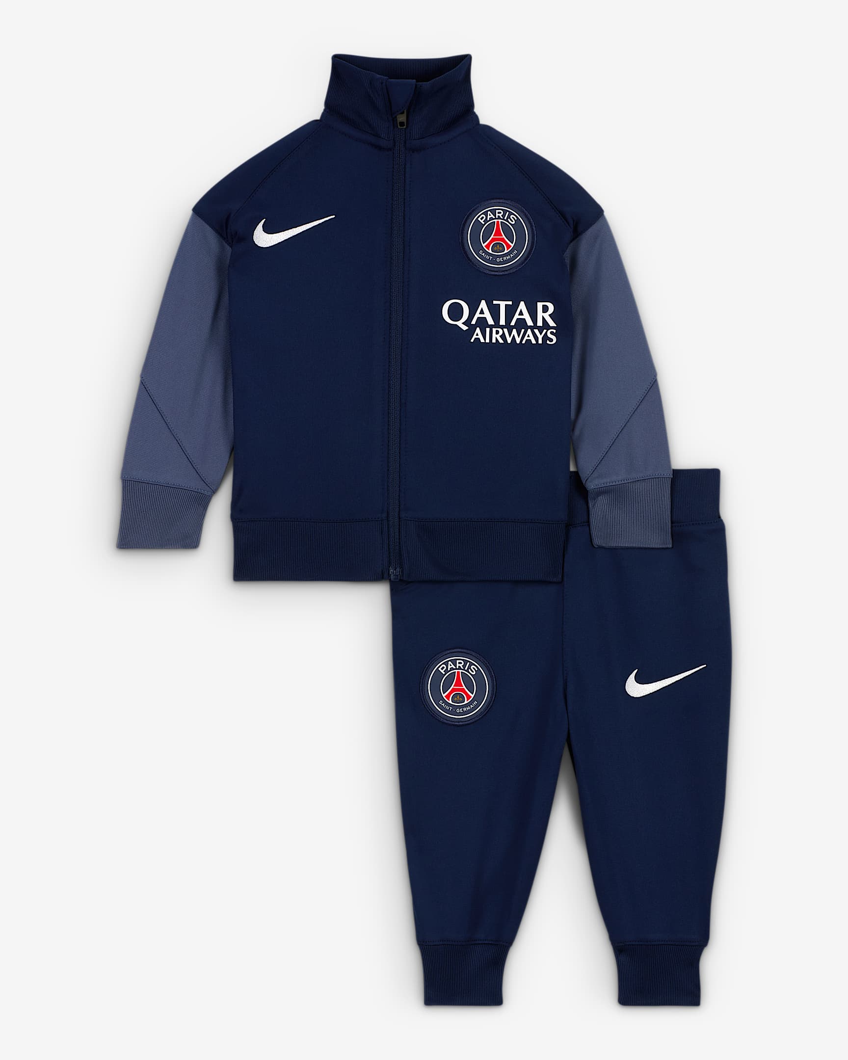 Pairis Saint-Germain Strike Baby/Toddler Nike Dri-FIT Soccer Knit Tracksuit - Midnight Navy/Diffused Blue/White