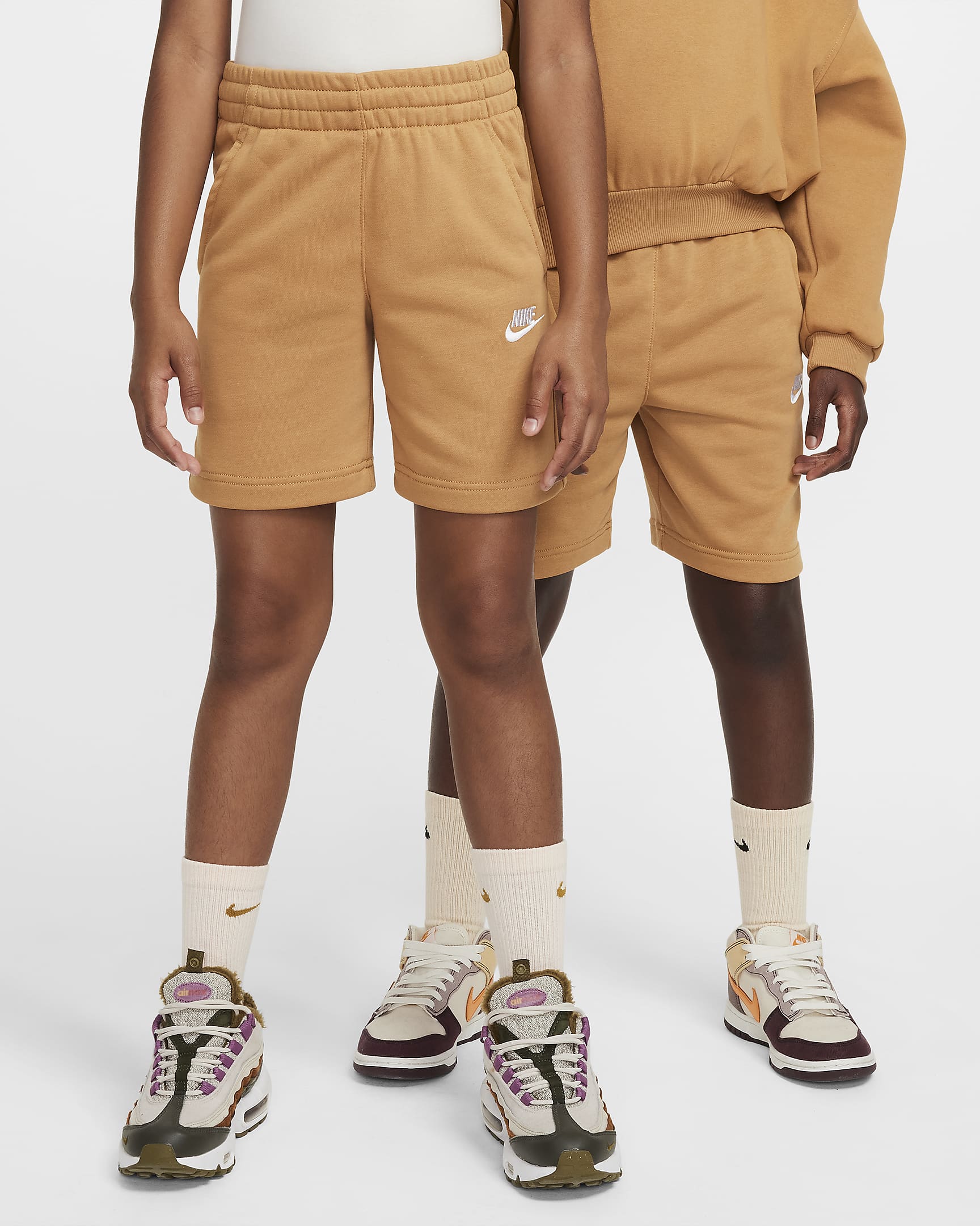 Nike Sportswear Club Fleece Big Kids' French Terry Shorts - Flax/White