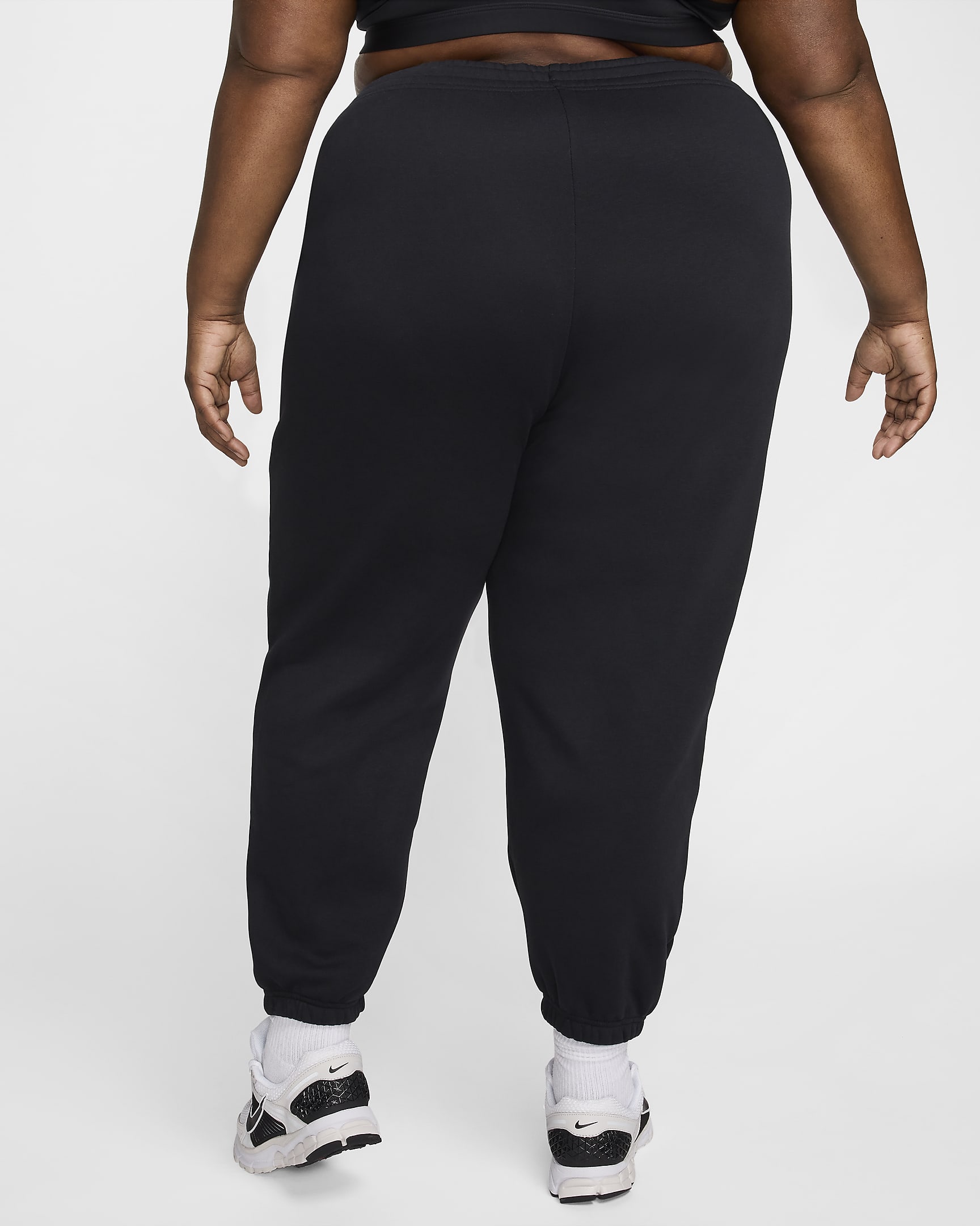 Nike Sportswear Phoenix Fleece Women's High-Waisted Oversized Tracksuit Bottoms (Plus Size) - Black/Sail