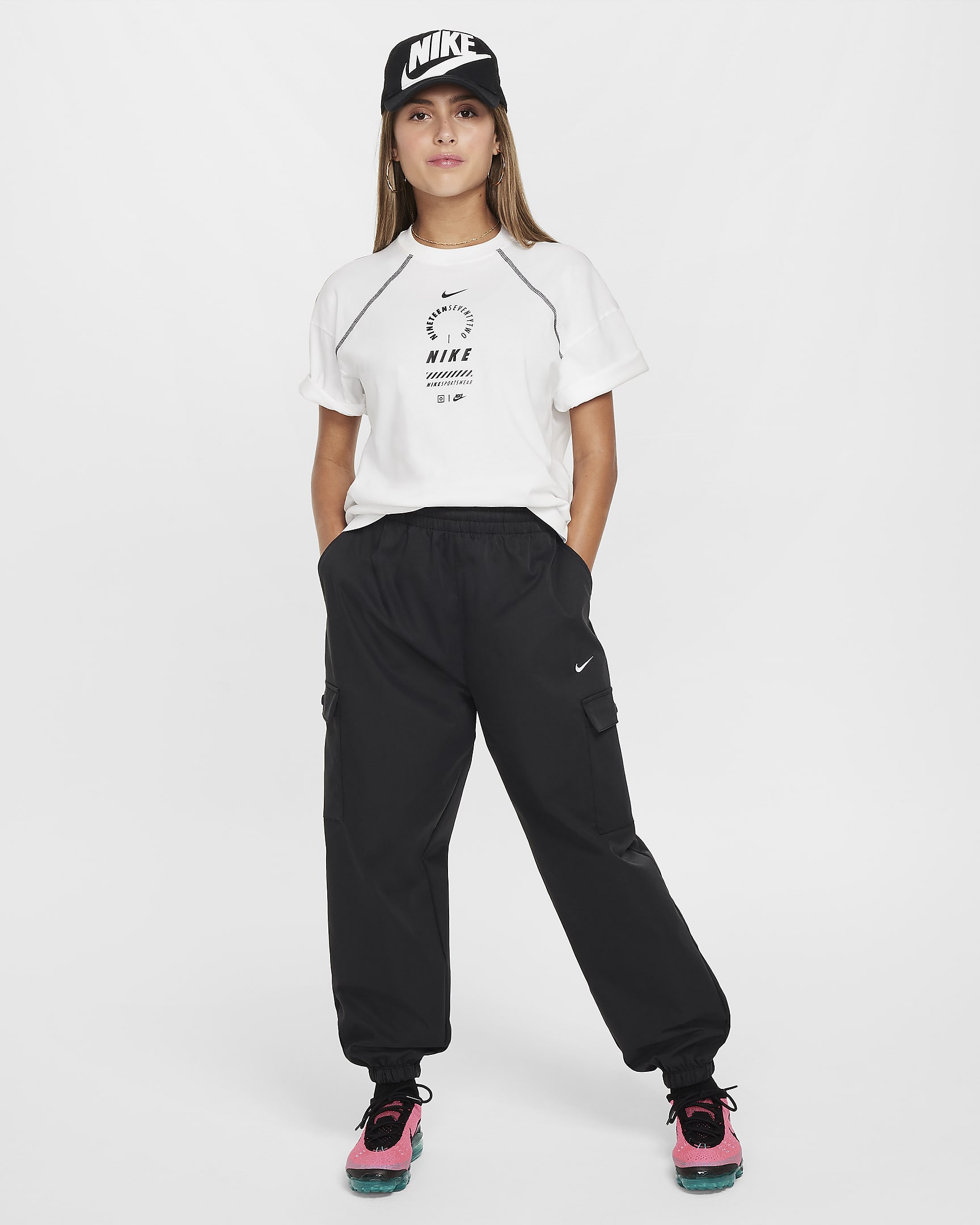 T-shirt oversize Nike Sportswear pour ado (fille) - Blanc