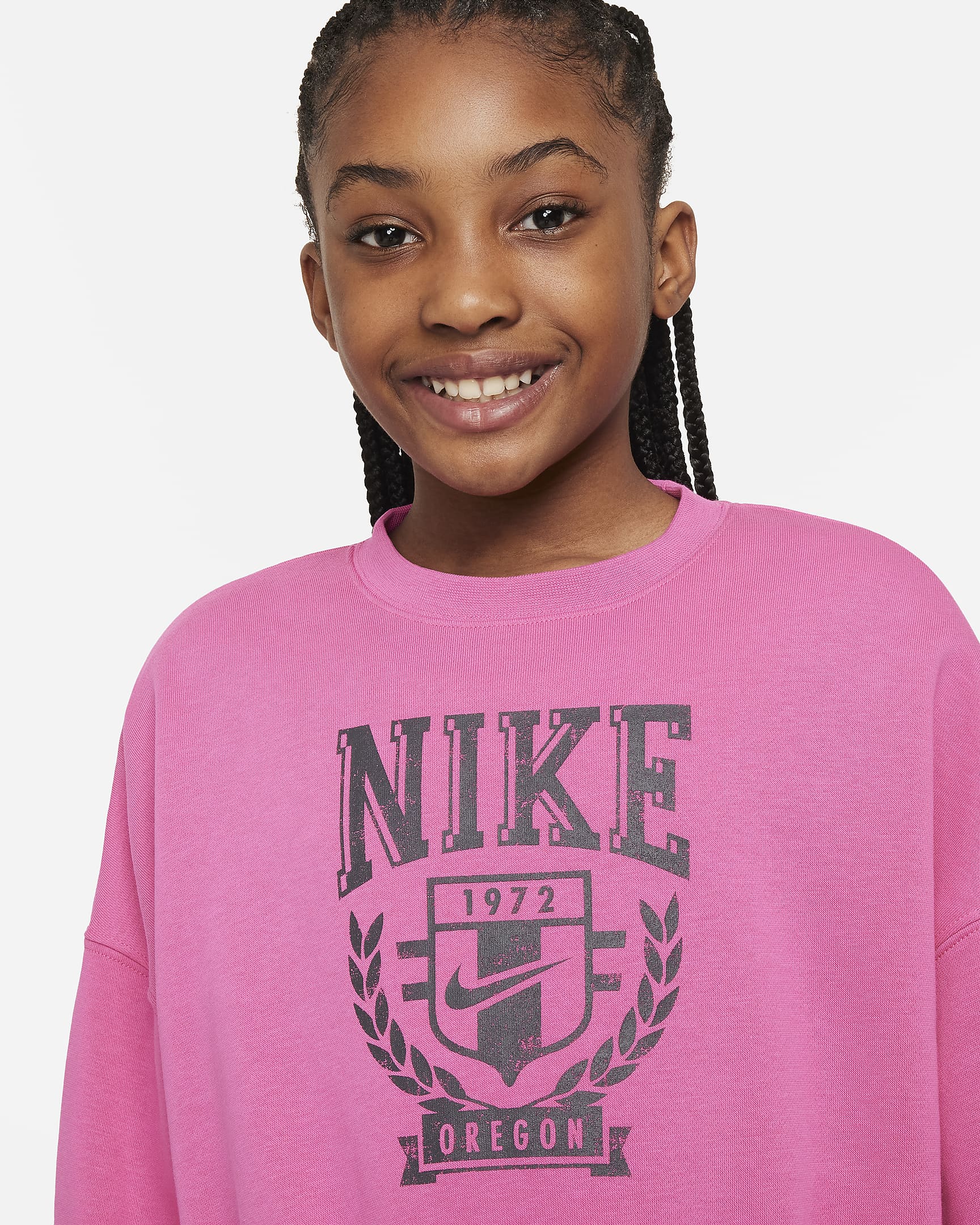 Nike Sportswear Older Kids' (Girls') Oversized Fleece Crew-Neck Sweatshirt - Alchemy Pink