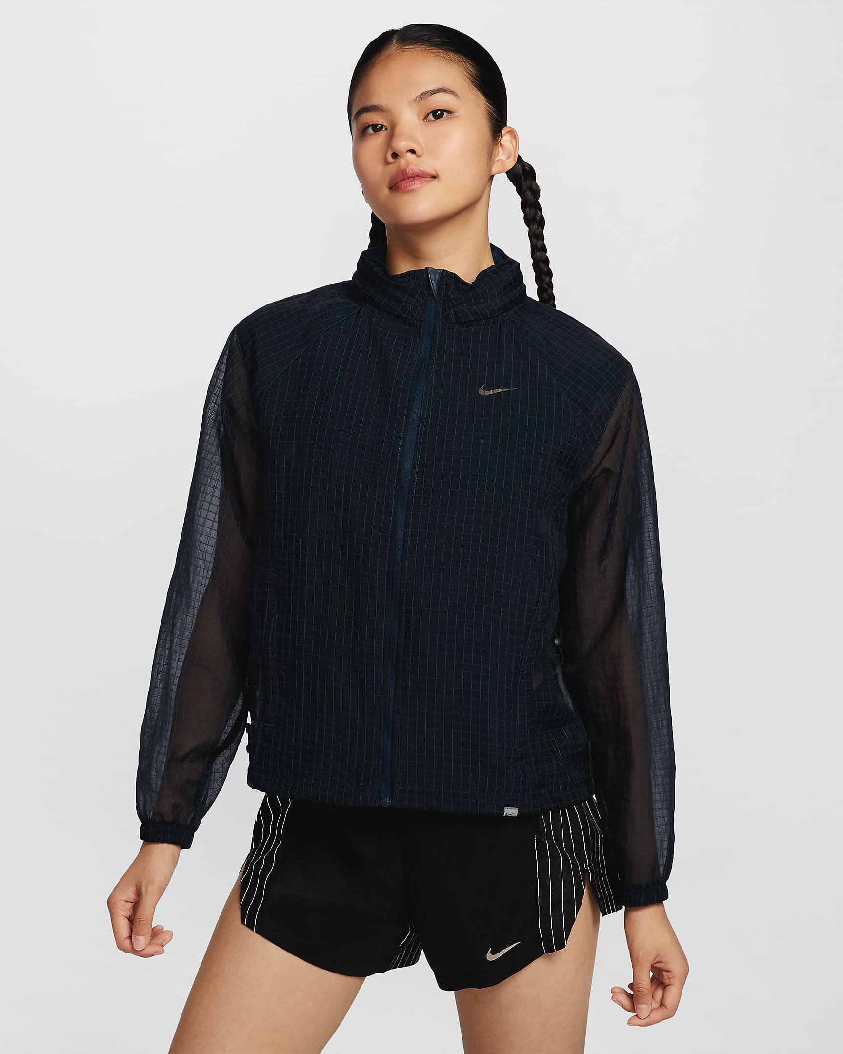 เสื้อแจ็คเก็ตวิ่งผู้หญิงพับเก็บได้ Nike Running Division - Armory Navy/Armory Navy