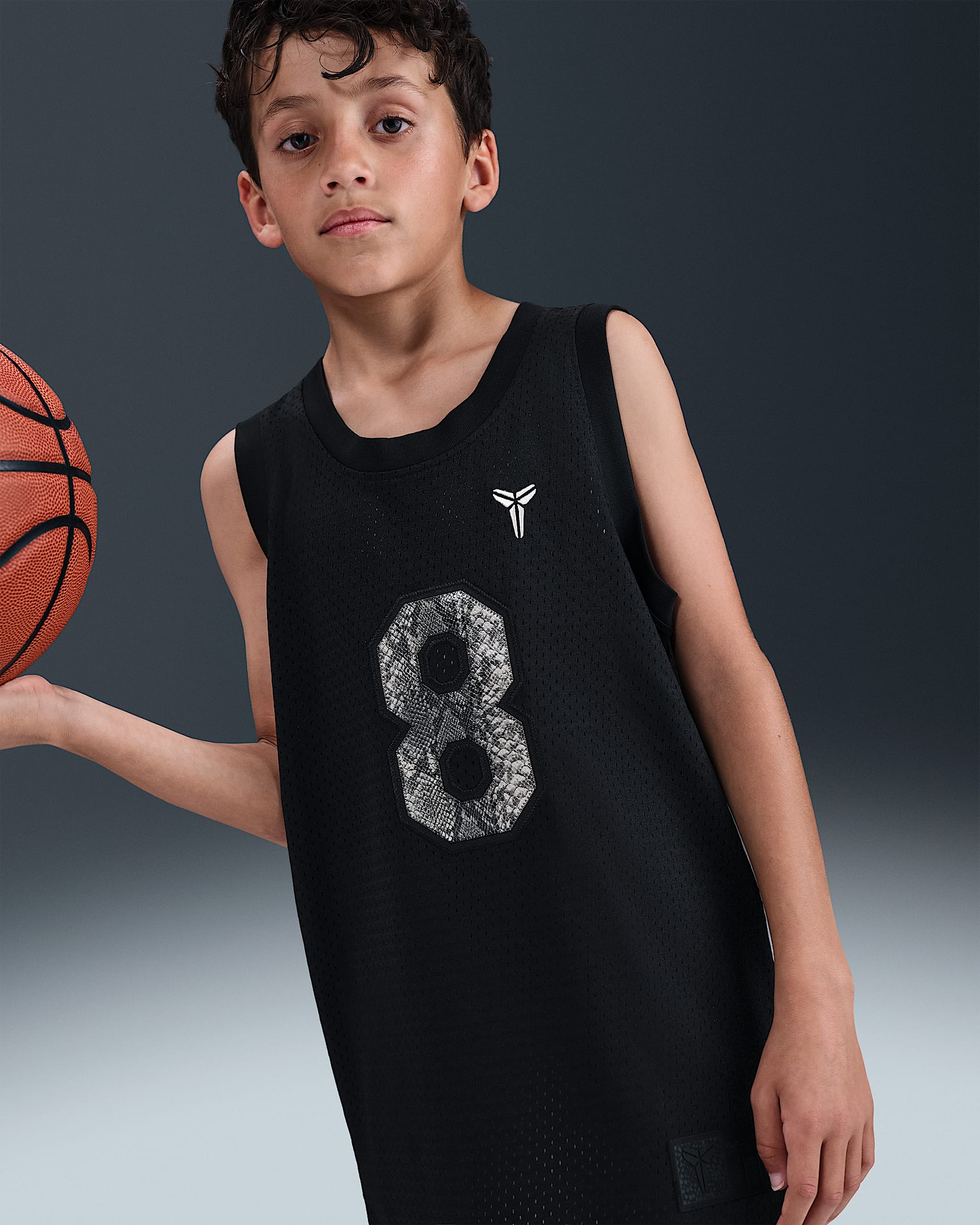 Kobe Big Kids' Basketball Jersey - Black/Sanddrift