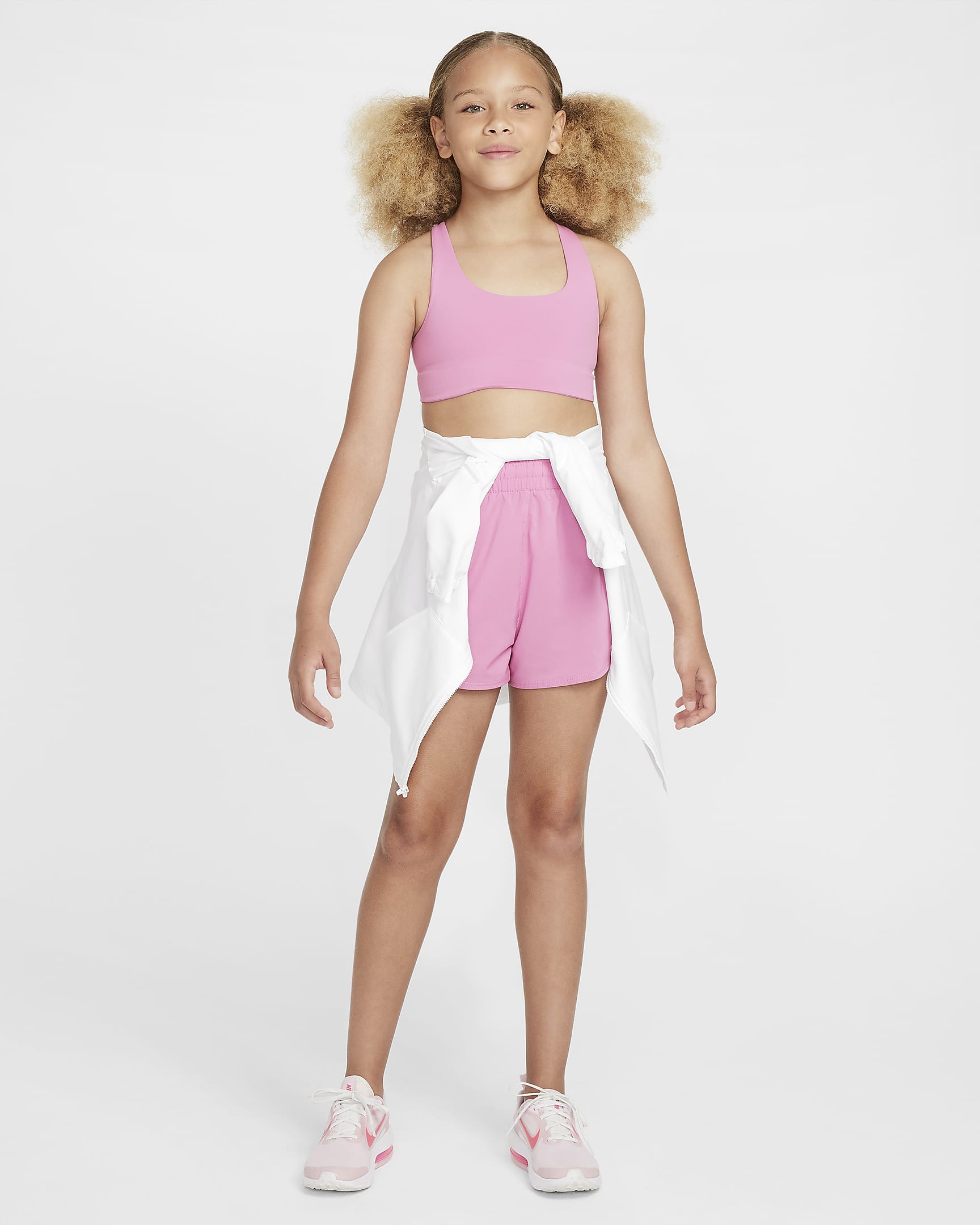 Nike One Big Kids' (Girls') Long-Line Sports Bra - Magic Flamingo/White