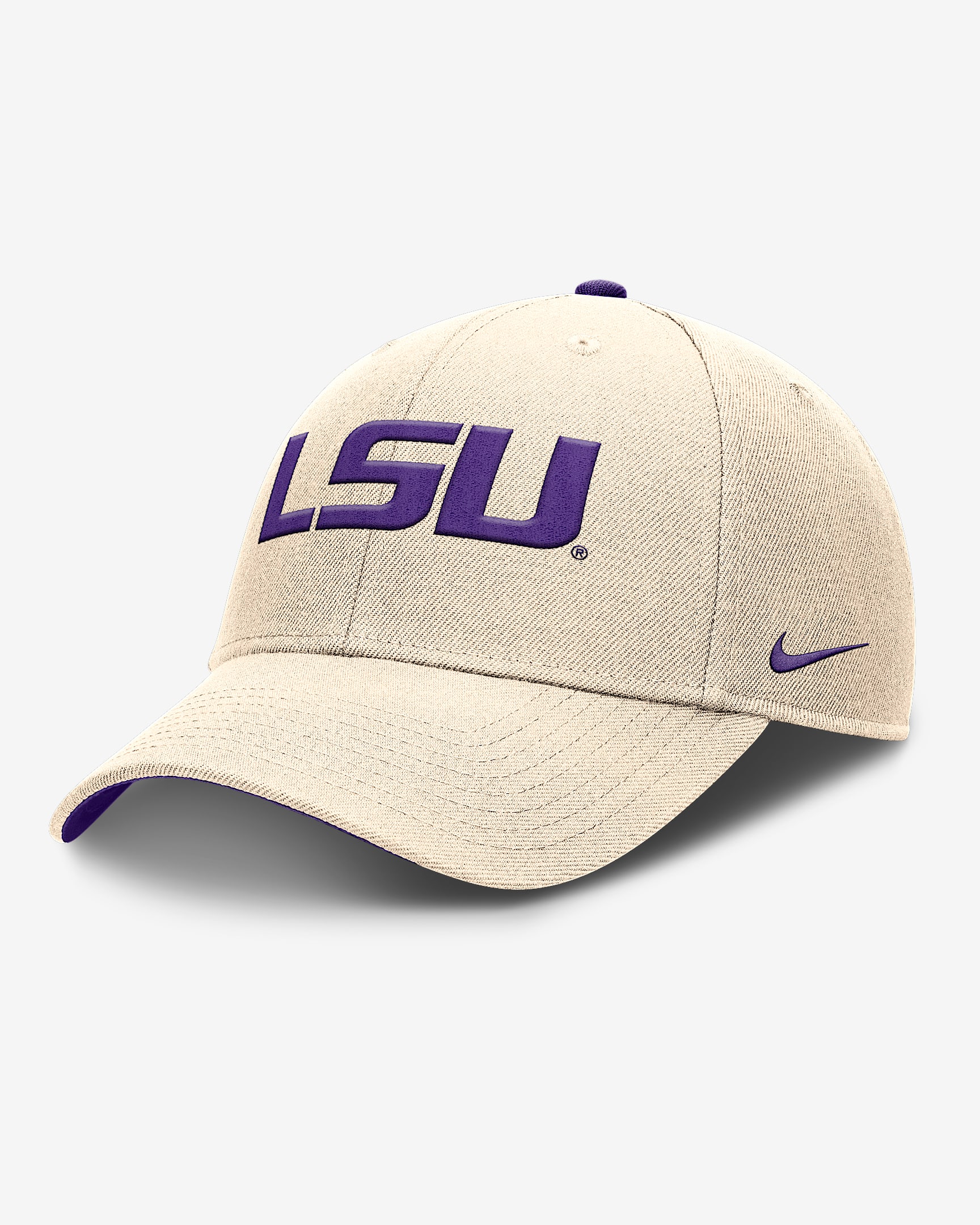 LSU Primetime Rise Men's Nike Dri-FIT College Trucker Adjustable Hat - Natural