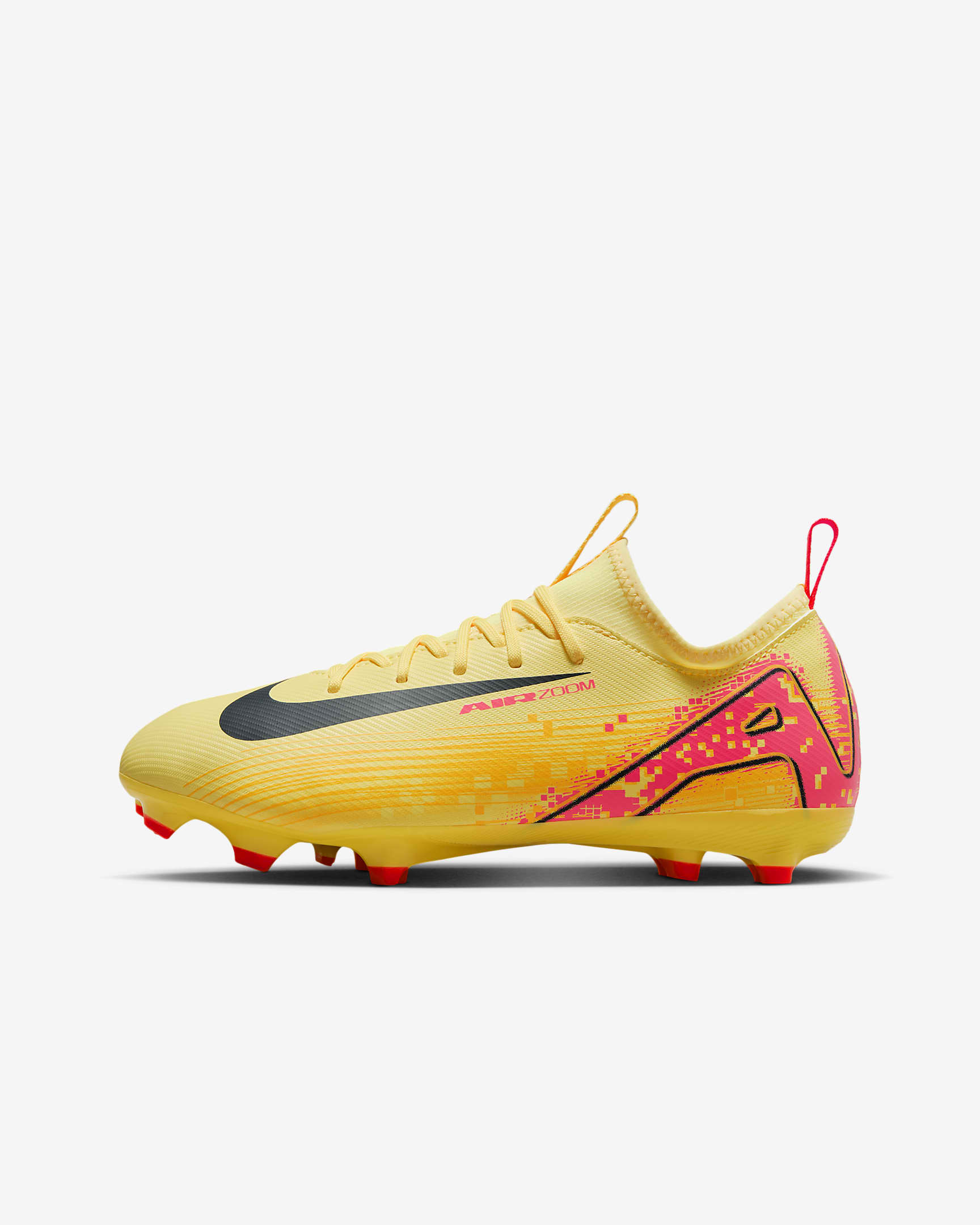 Tacos de fútbol MG low para niños talla grande Nike Jr. Mercurial Vapor 16 Academy "Kylian Mbappé" - Naranja láser claro/Azul marino militar