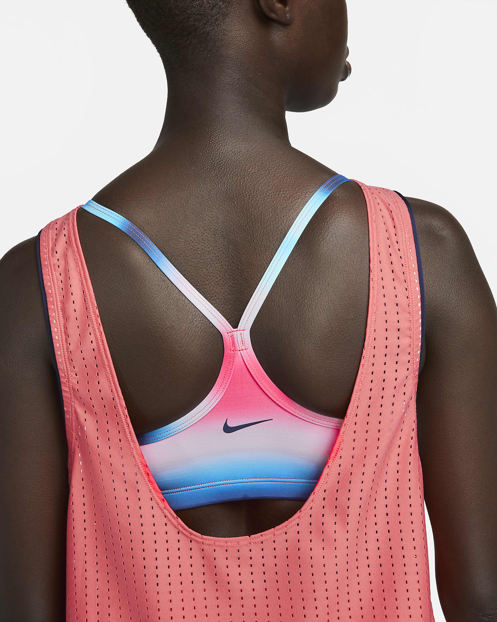 Playera tankini convertible en capas para mujer Nike Swim - Coral marino