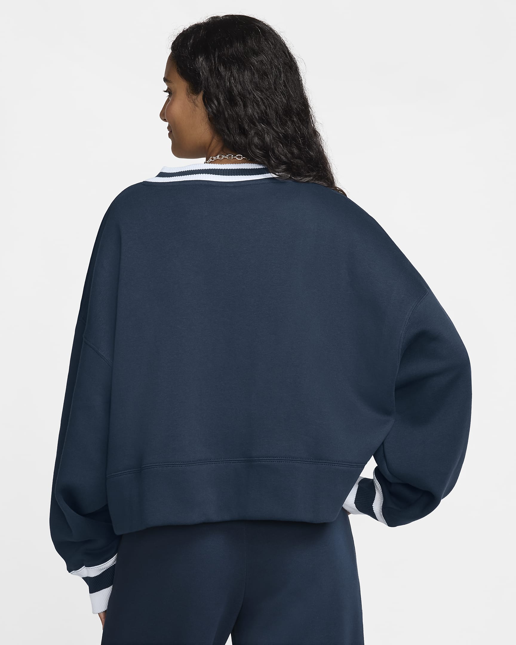 Nike Sportswear Phoenix Fleece Women's Over-Oversized Cardigan - Armory Navy/White/Armory Navy