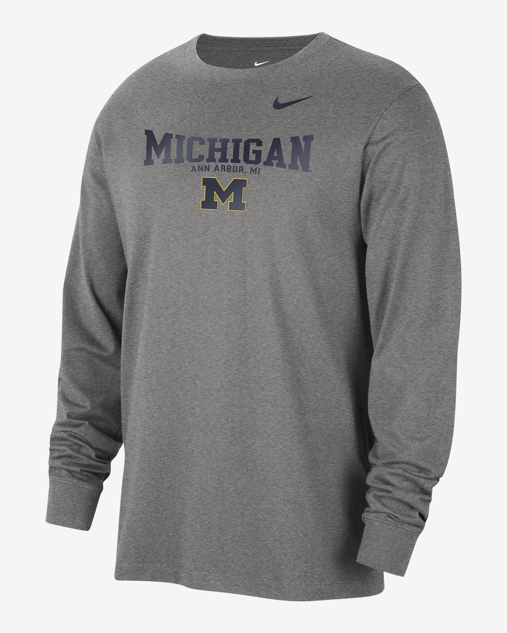 Michigan Men's Nike College Crew-Neck Long-Sleeve T-Shirt. Nike.com