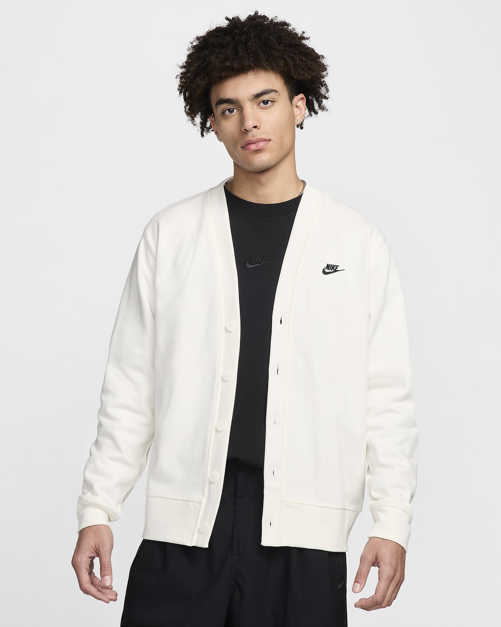 Nike Club Men's Knit Fairway Cardigan - Sail/Black