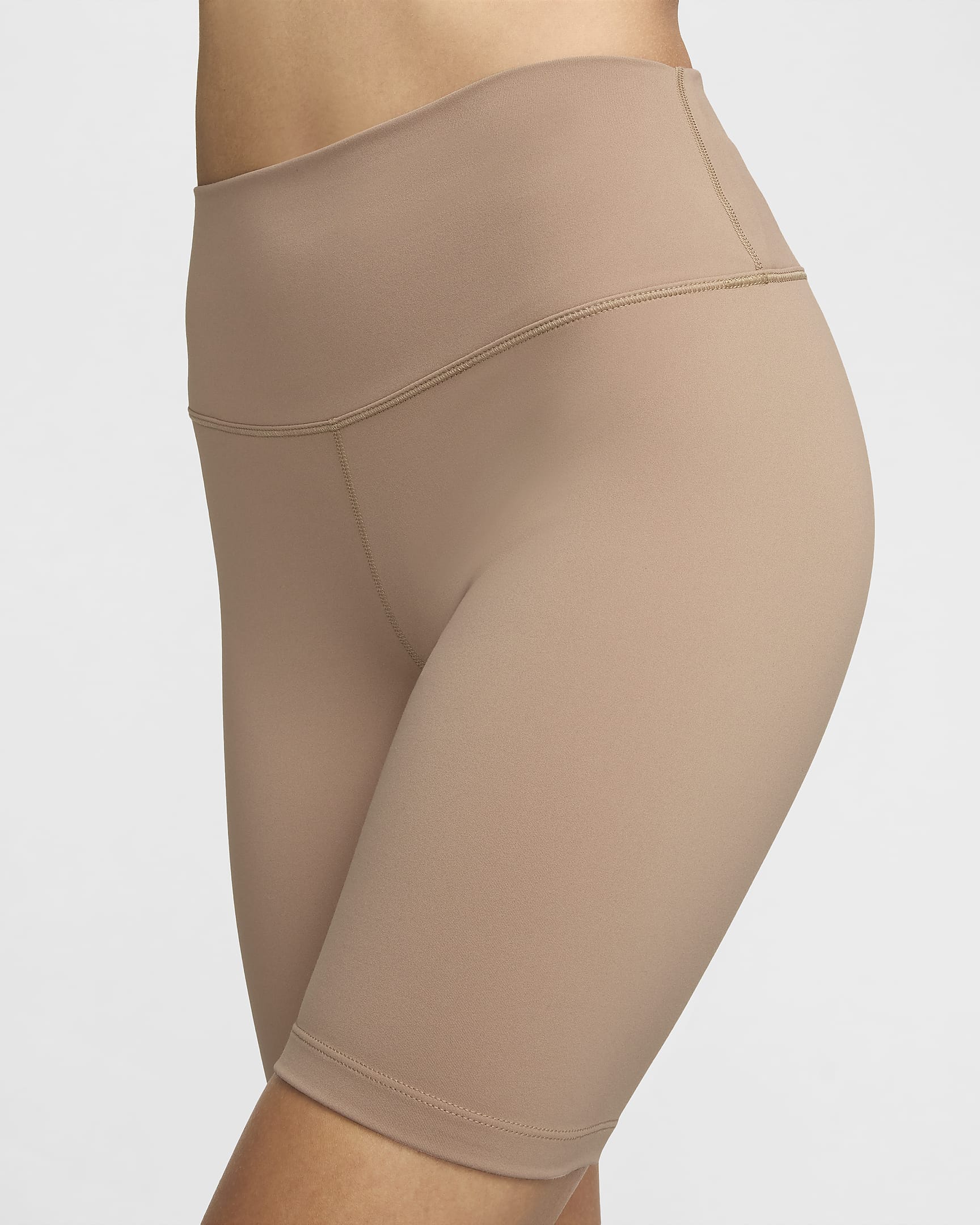 Cykelshorts Nike One med hög midja 20 cm för kvinnor - Desert Dust/Svart