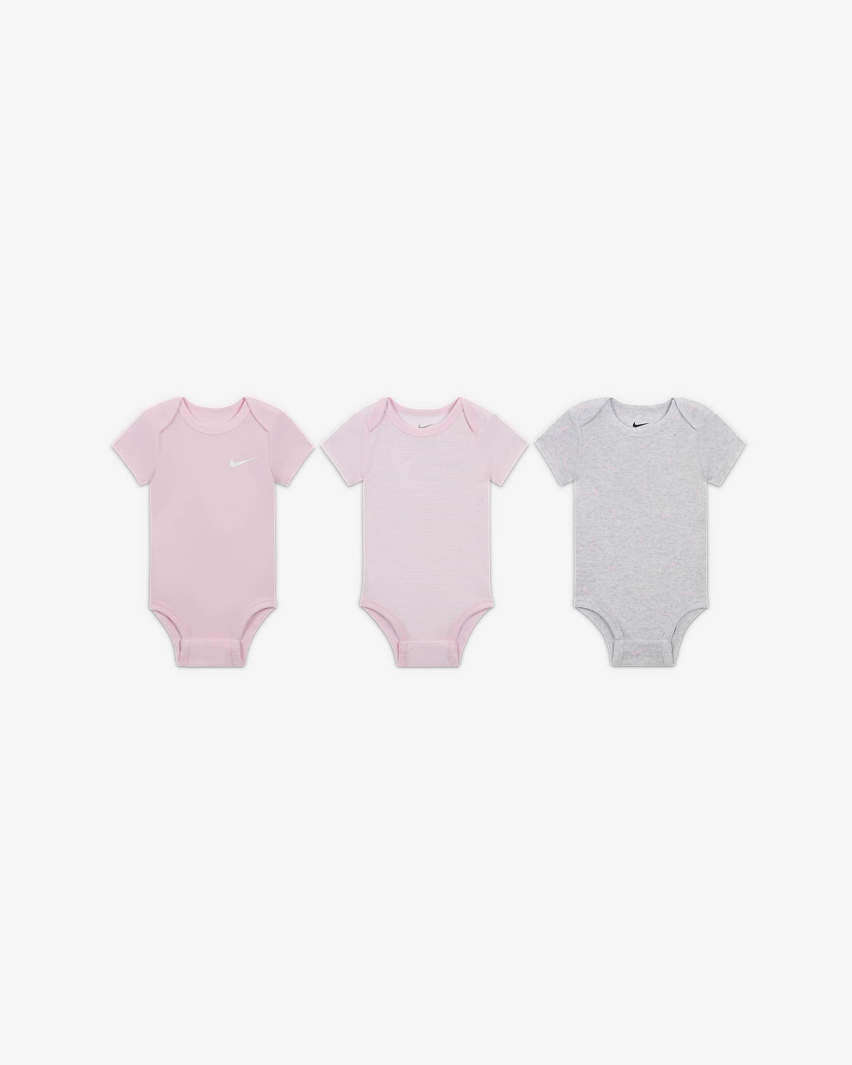 Nike Baby Essentials Baby (0–9M) 3-Pack Bodysuits - Multi-Colour/Birch Heather