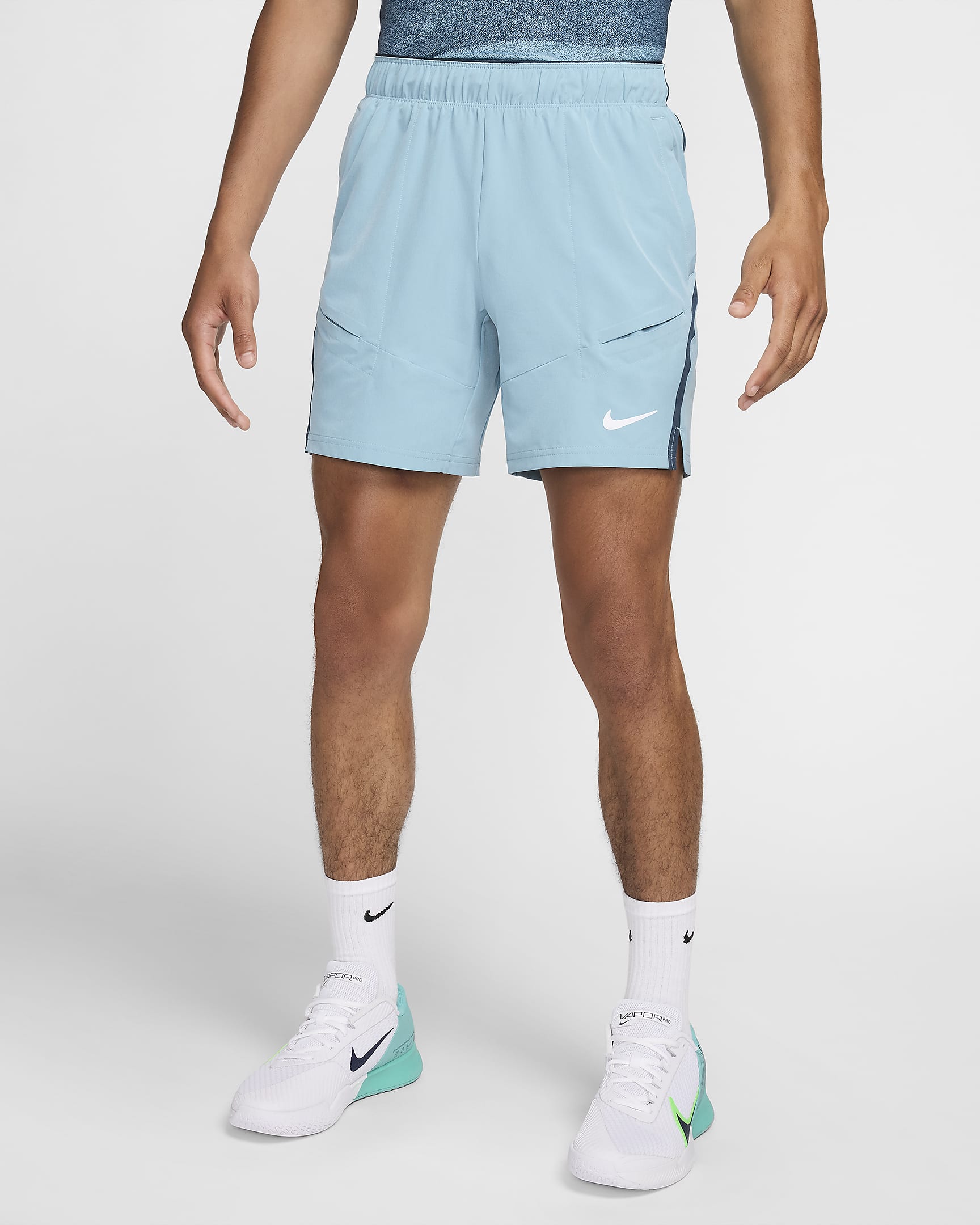 Męskie spodenki tenisowe Dri-FIT 18 cm NikeCourt Advantage - Denim Turquoise/Armory Navy/Biel