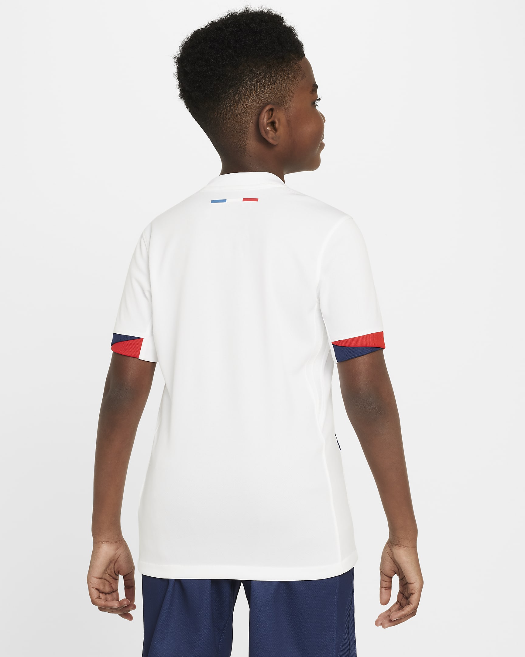 Paris Saint-Germain 2024/25 Stadium Away Nike Replika-Fußballtrikot mit Dri-FIT-Technologie (ältere Kinder) - Weiß/Midnight Navy/University Red/Midnight Navy