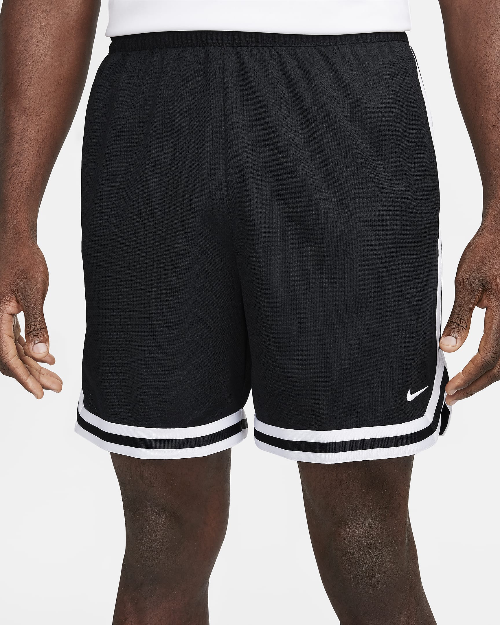 Shorts de básquetbol Dri-FIT de 15 cm para hombre Nike DNA - Negro/Blanco/Blanco