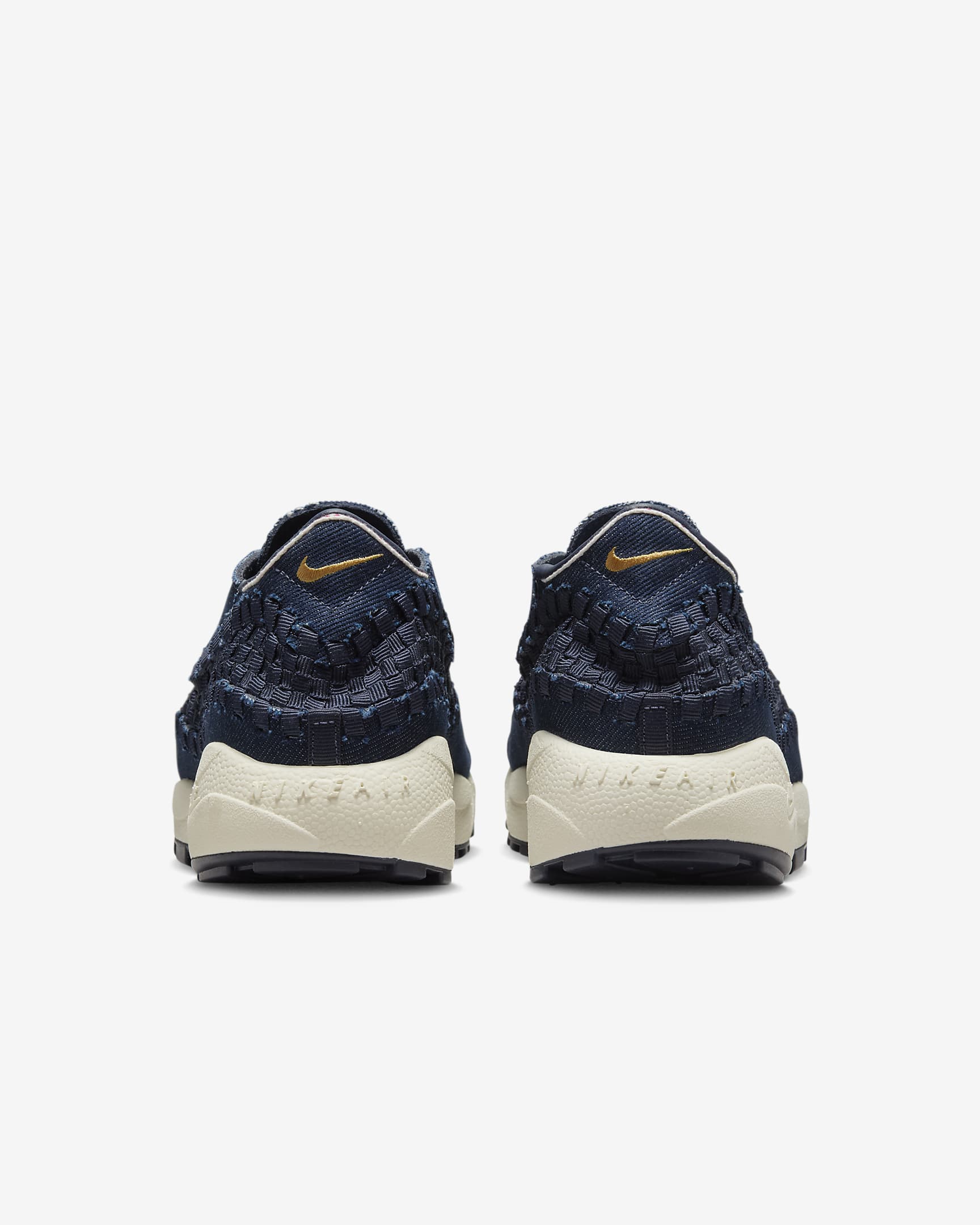 Vævede Nike Air Footscape-sko til kvinder - Denim/Obsidian/Coconut Milk/Wheat Gold