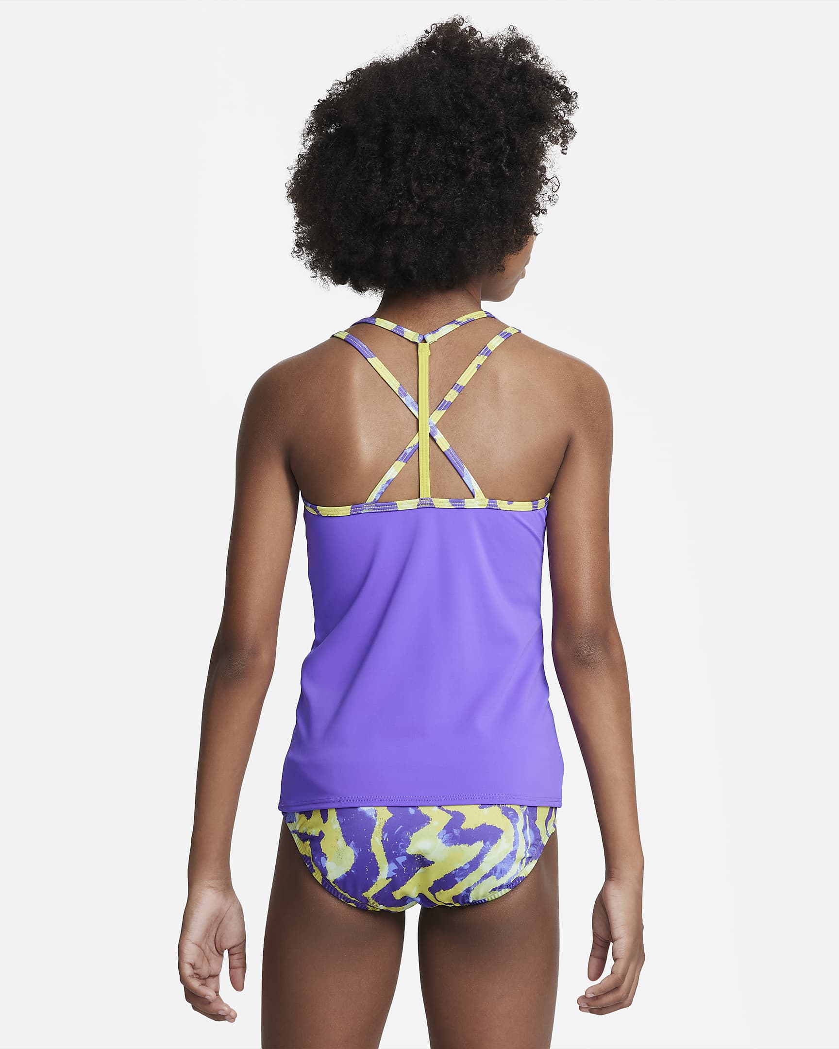 Conjunto de tankini de espalda cruzada para niña talla grande Nike - Uva acción