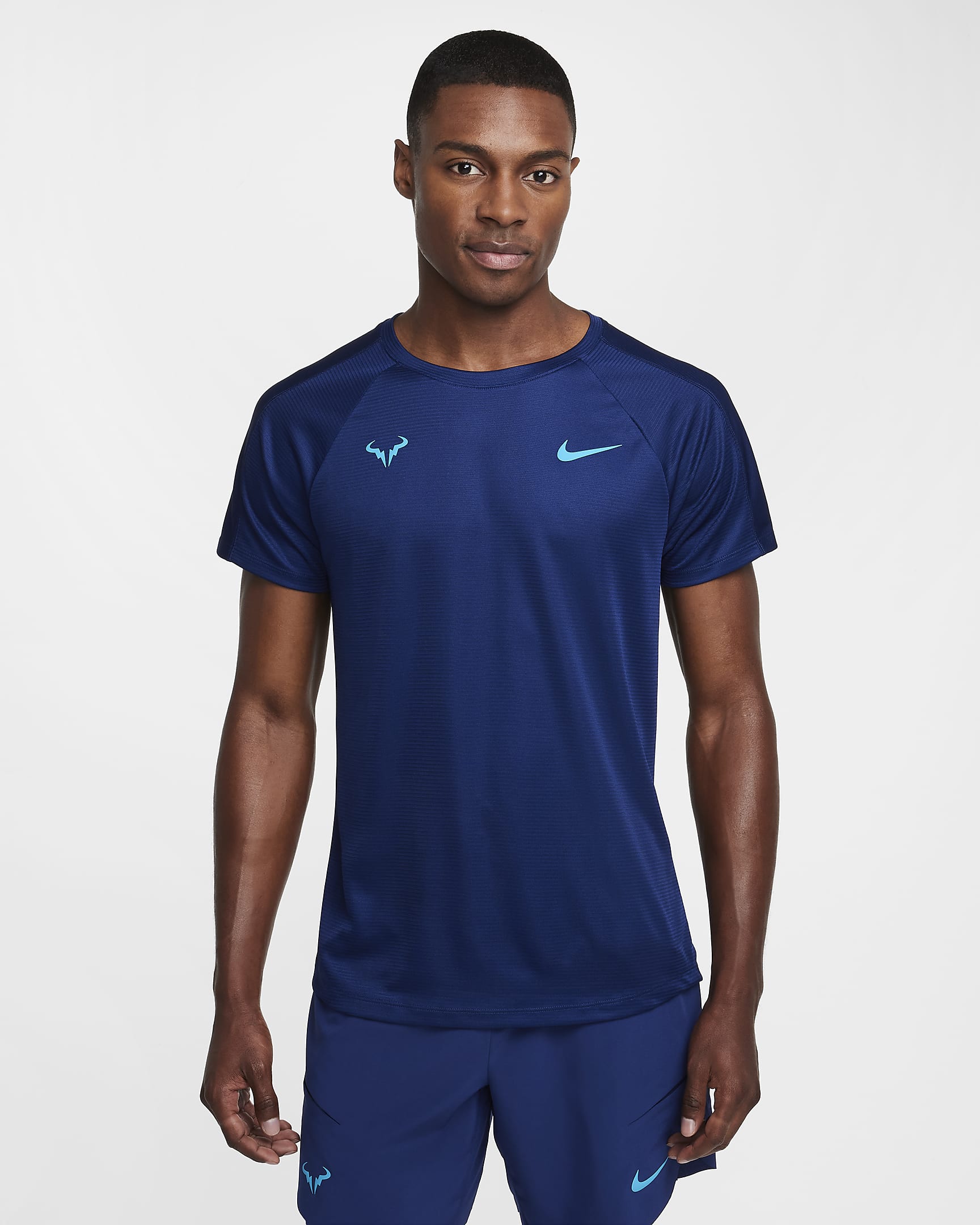 Rafa Challenger Nike Dri-FIT Kurzarm-Tennisoberteil für Herren - Blue Void/Laser Blue