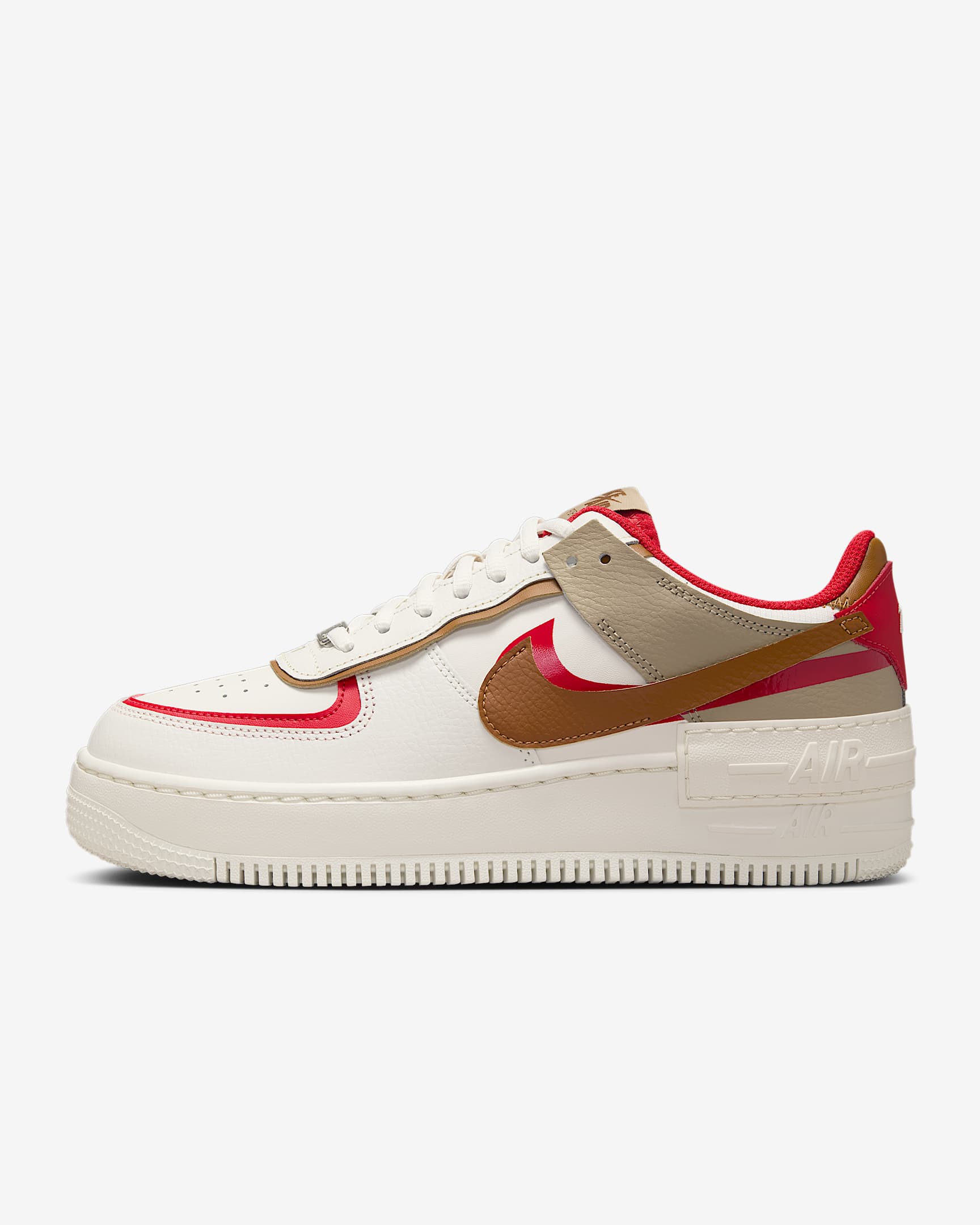 Nike Air Force 1 Shadow 女鞋 - Phantom/Fire Red/Khaki/Light British Tan