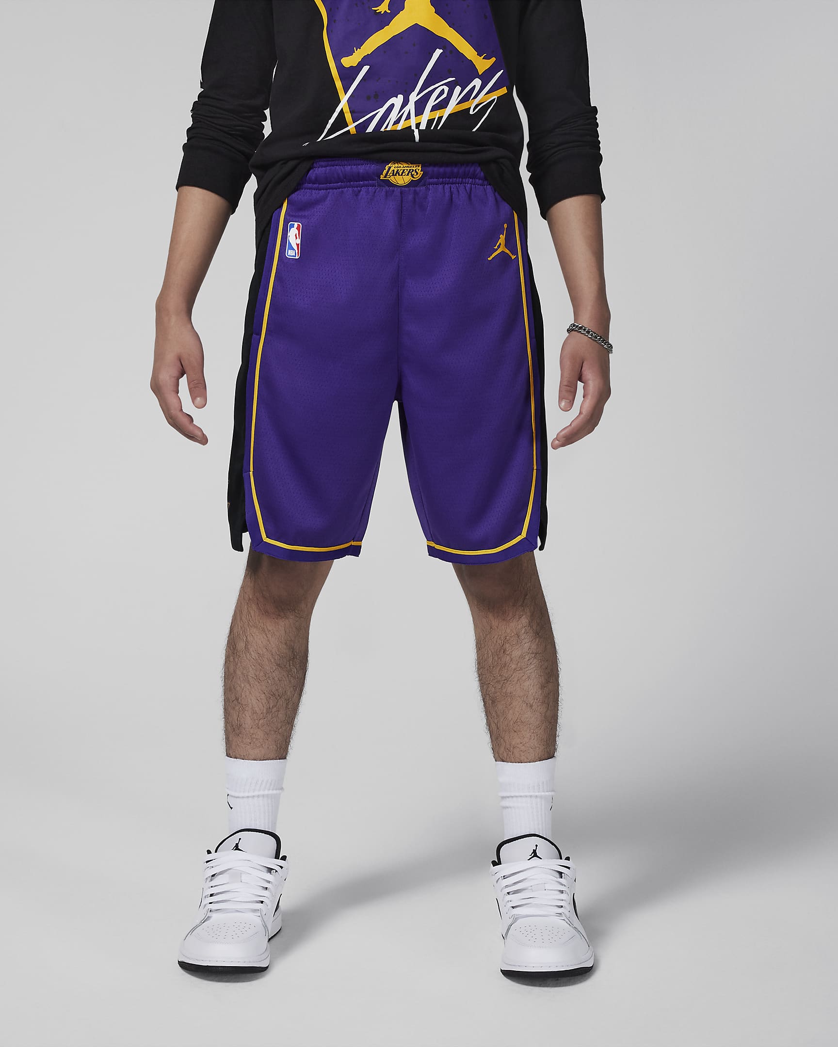 Basketbalové kraťasy Jordan NBA Swingman Los Angeles Lakers Statement Edition pro větší děti - Field Purple