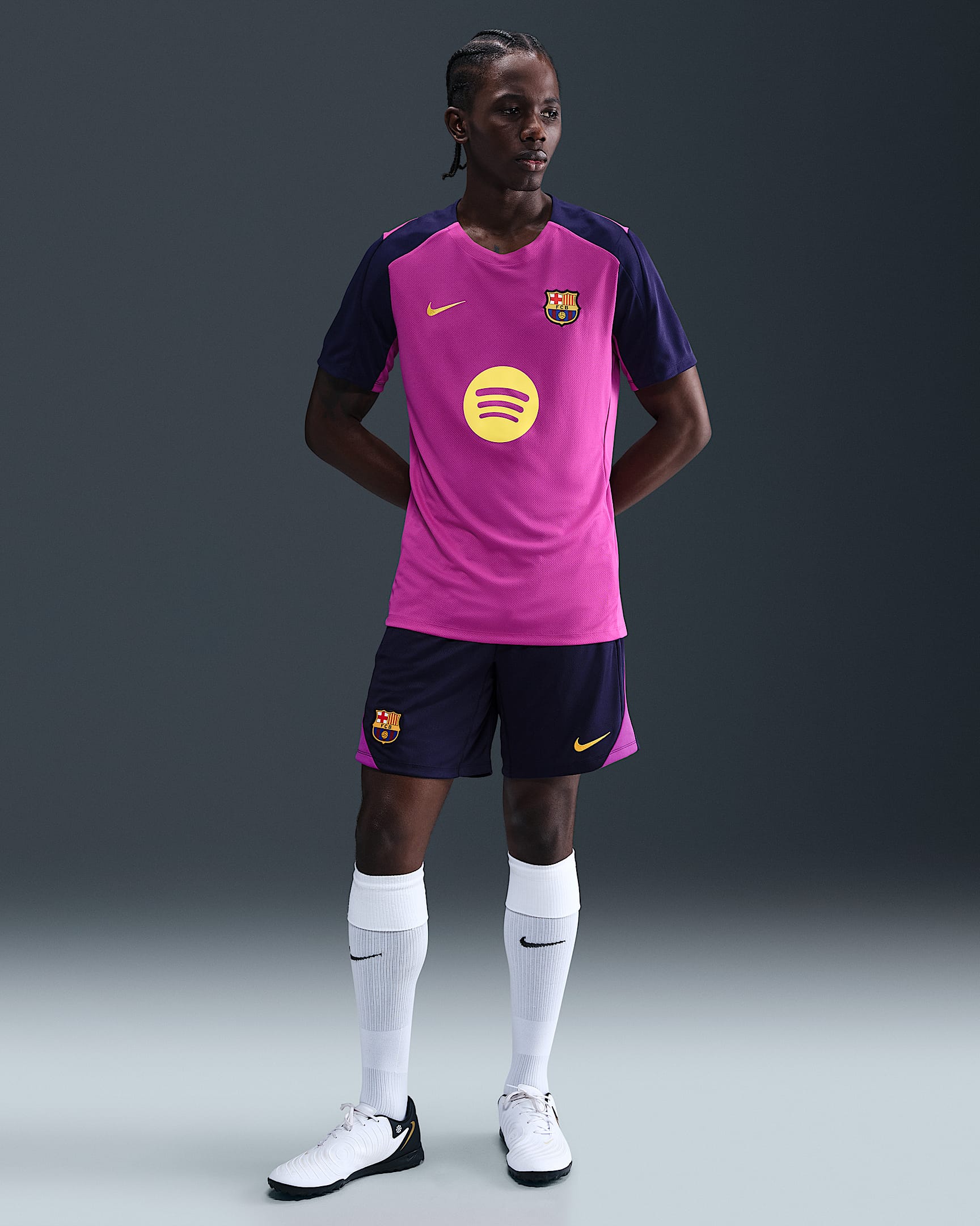 Short de foot en maille Nike Dri-FIT FC Barcelona Strike pour homme - Imperial Purple/Vivid Purple/Midwest Gold