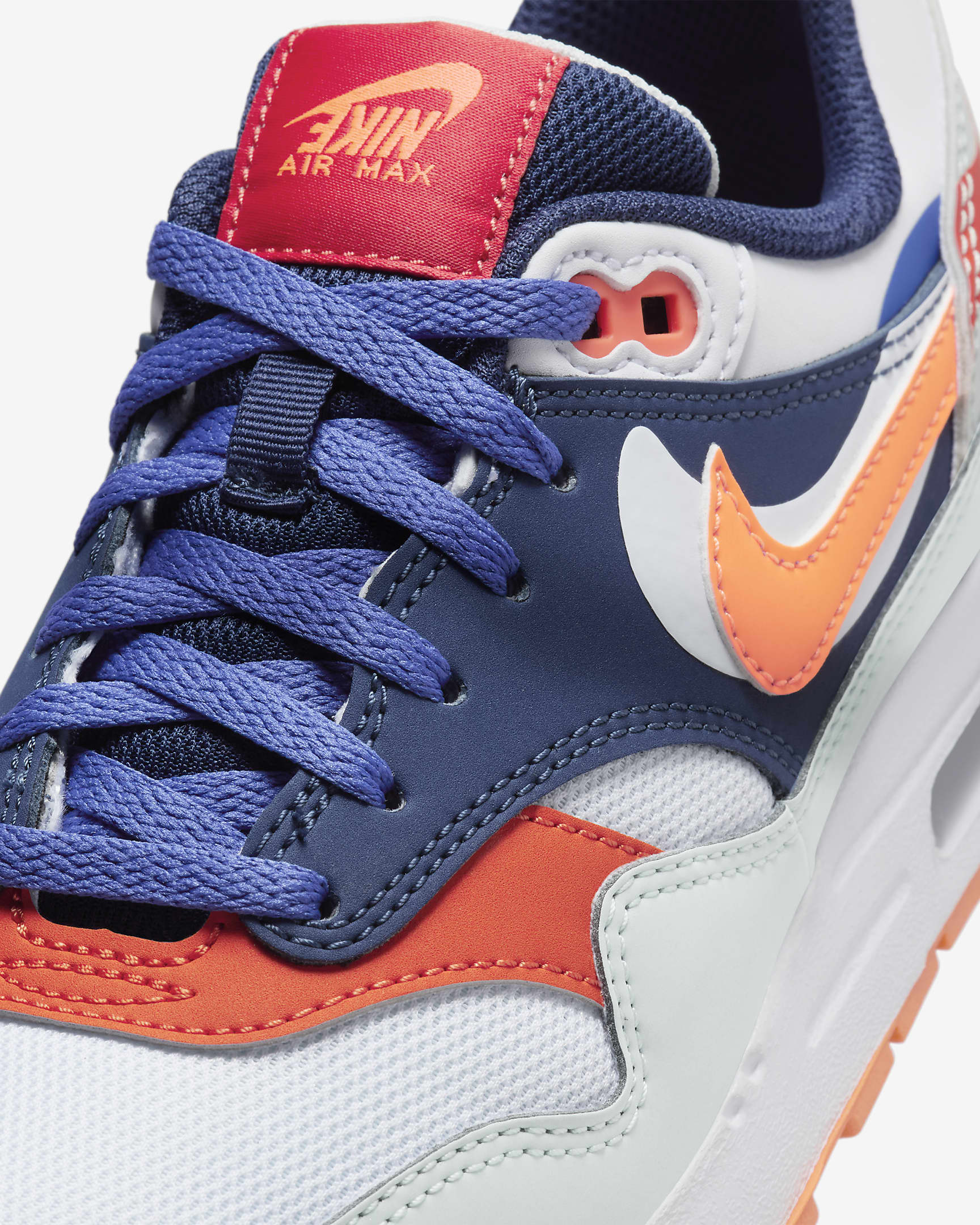 Nike Air Max 1 SE 大童鞋款 - Light Silver/Midnight Navy/Astronomy Blue/Total Orange