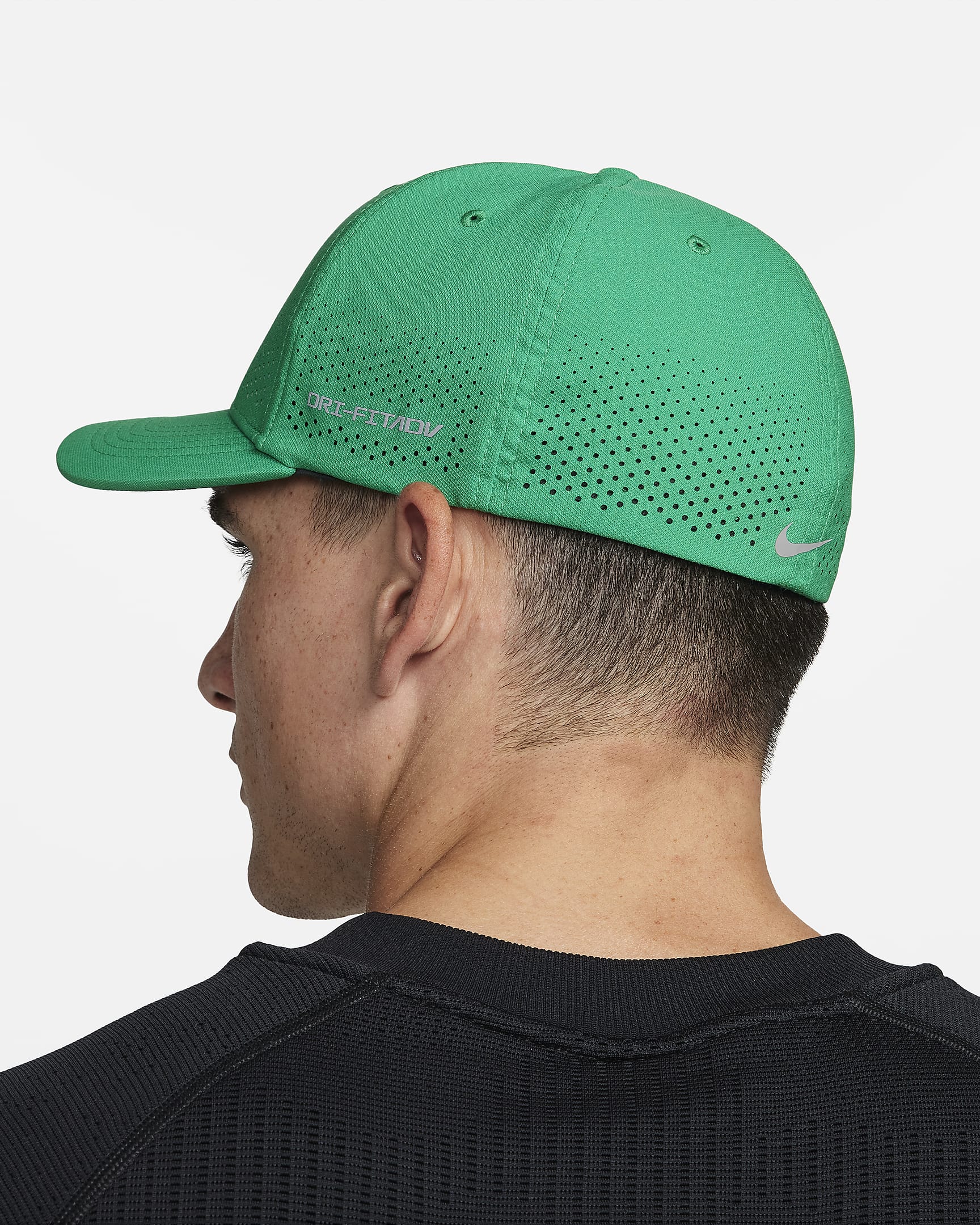 Nike Dri-FIT ADV Rise Structured SwooshFlex Cap - Stadium Green/Anthracite/White