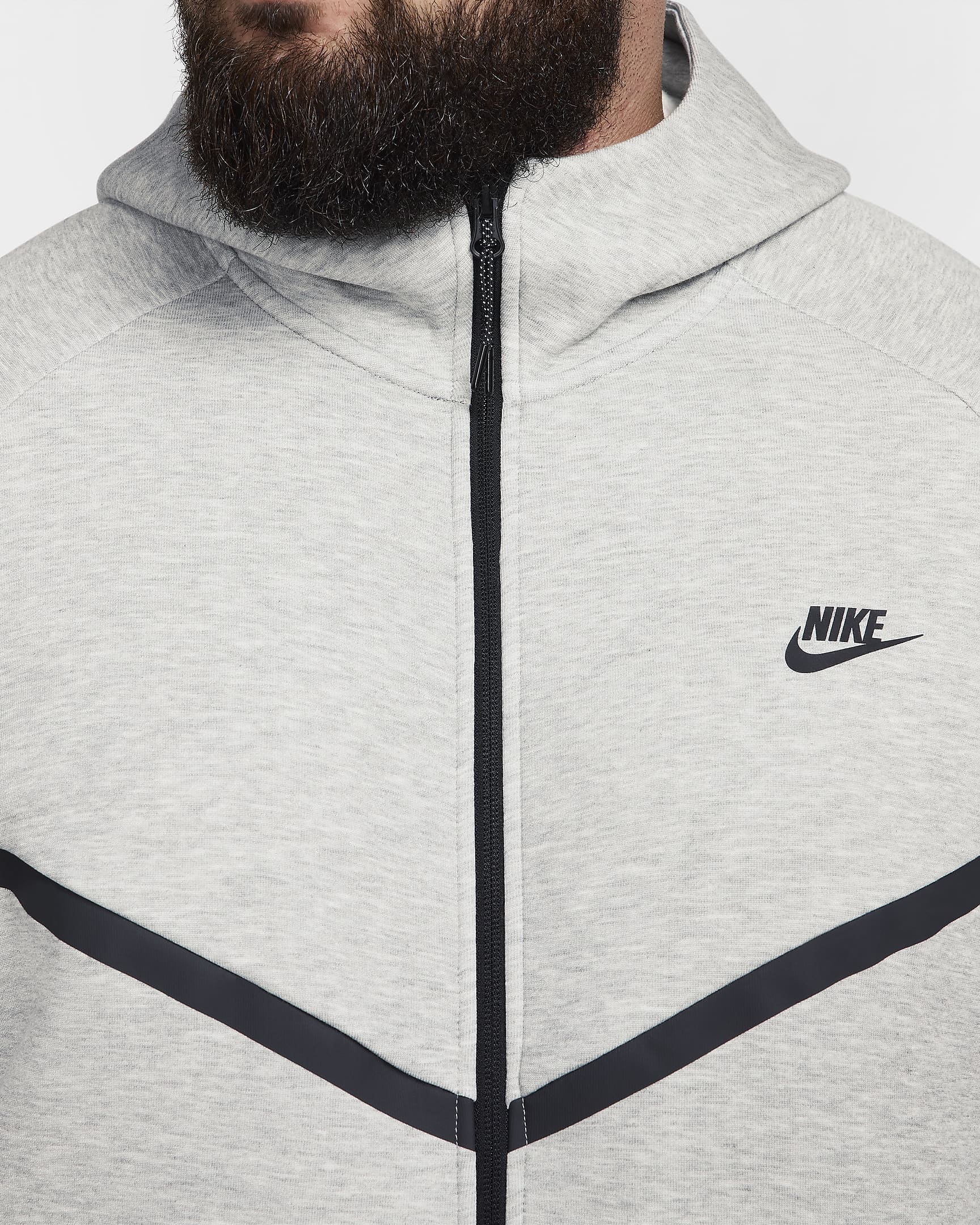 Nike Tech Men's Full-Zip Windrunner Hoodie - Dark Grey Heather/Black