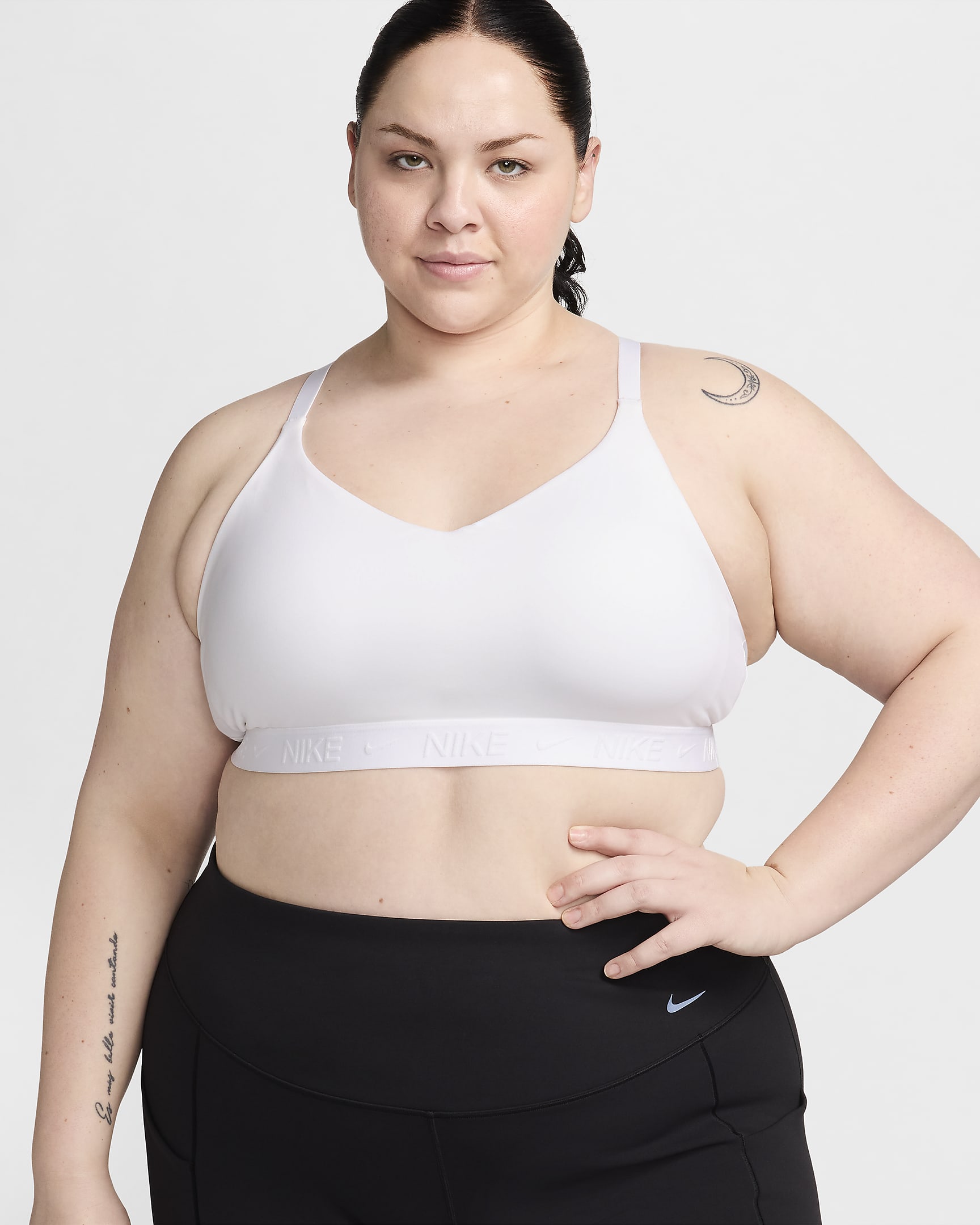 Nike Indy Light-Support Women's Padded Adjustable Sports Bra (Plus Size) - White/Stone Mauve