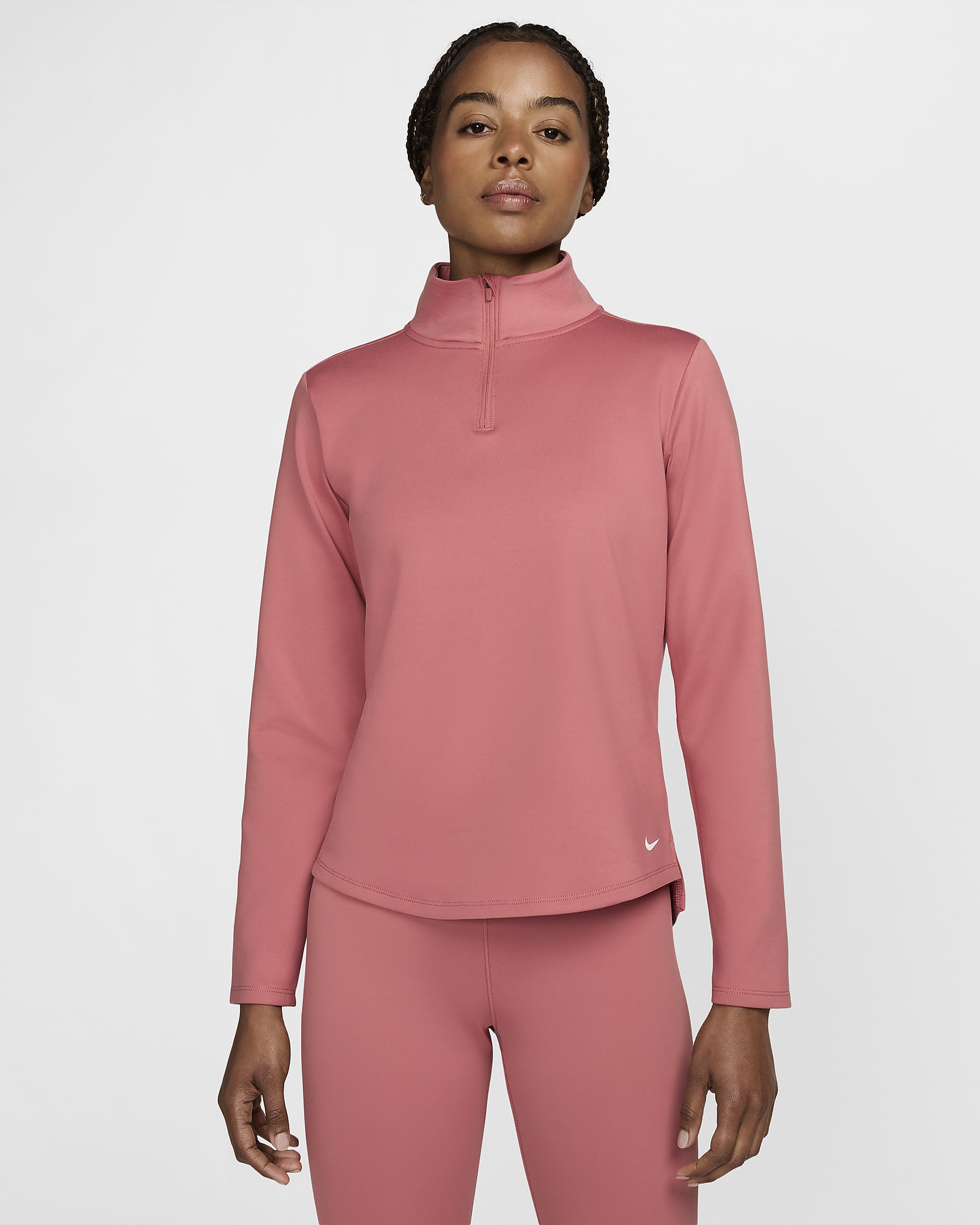 Nike Therma-FIT One Women's Long-Sleeve 1/2-Zip Top - Canyon Pink/White