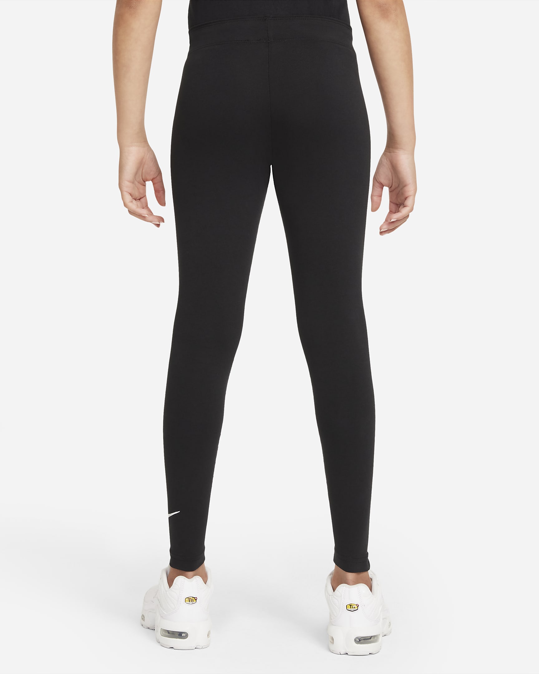 Nike Sportswear Favorites Swoosh-leggings til store barn (jente) - Svart/Hvit