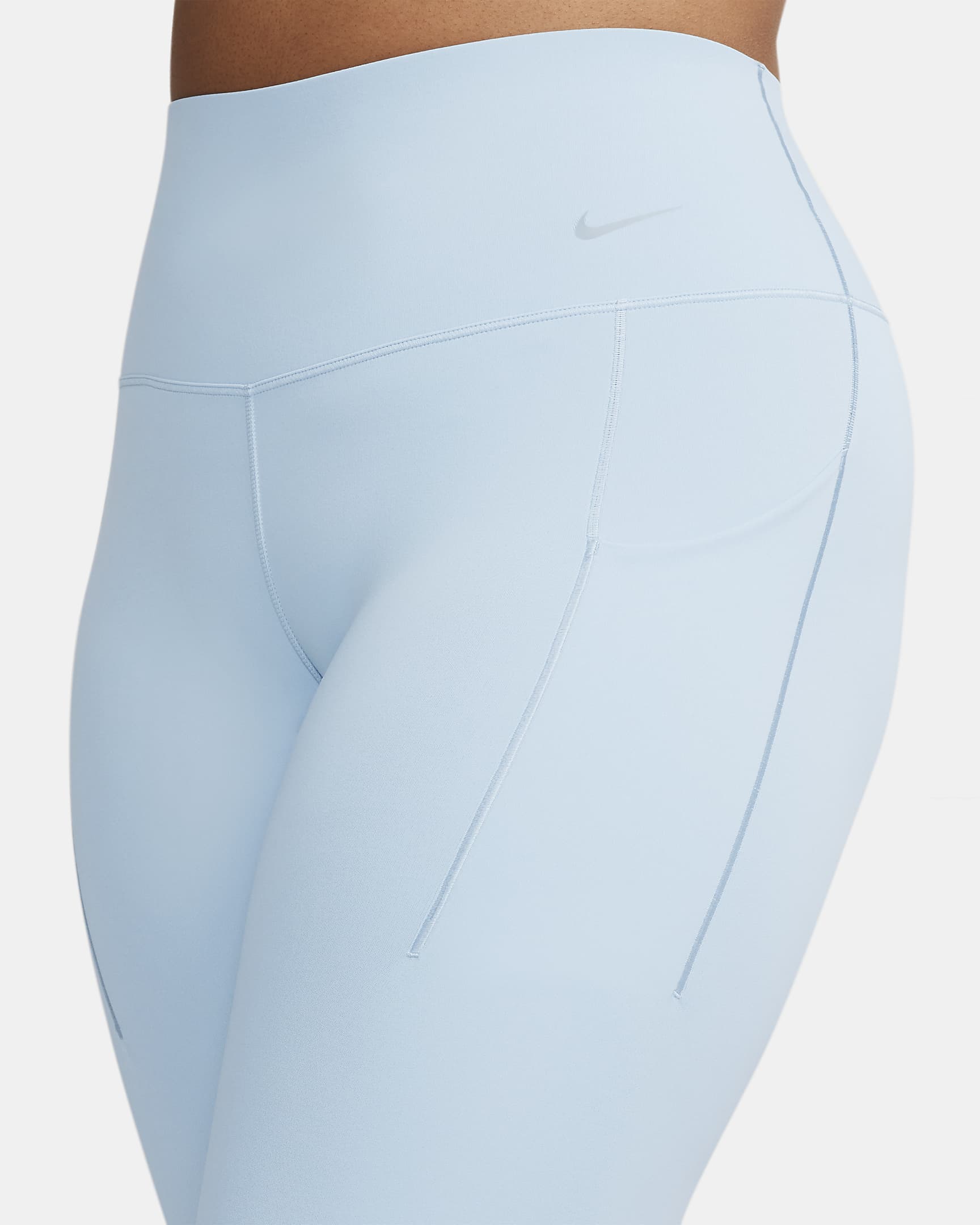 Leggings de 7/8 de tiro alto y sujeción media con bolsillos para mujer Nike Universa - Azul militar claro/Negro