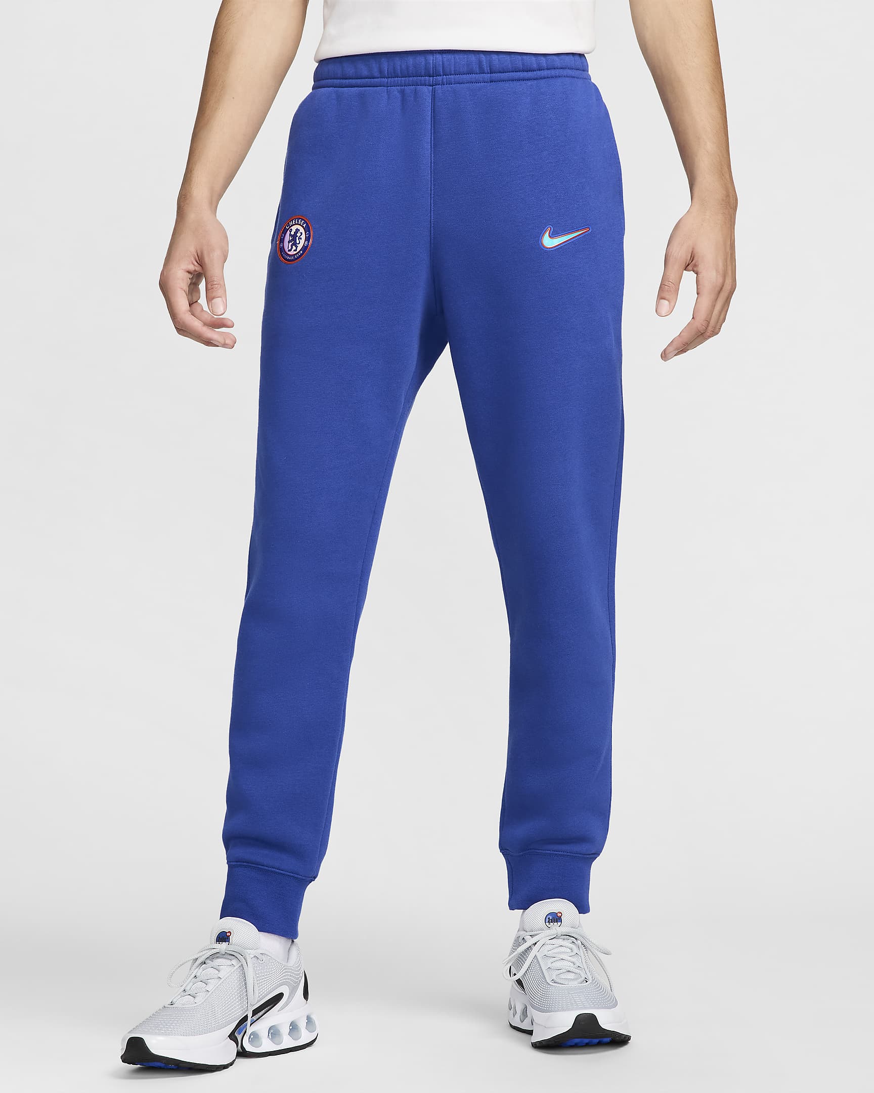 Calças desportivas de futebol Nike Club Chelsea F.C. para homem - Azul Rush/Branco