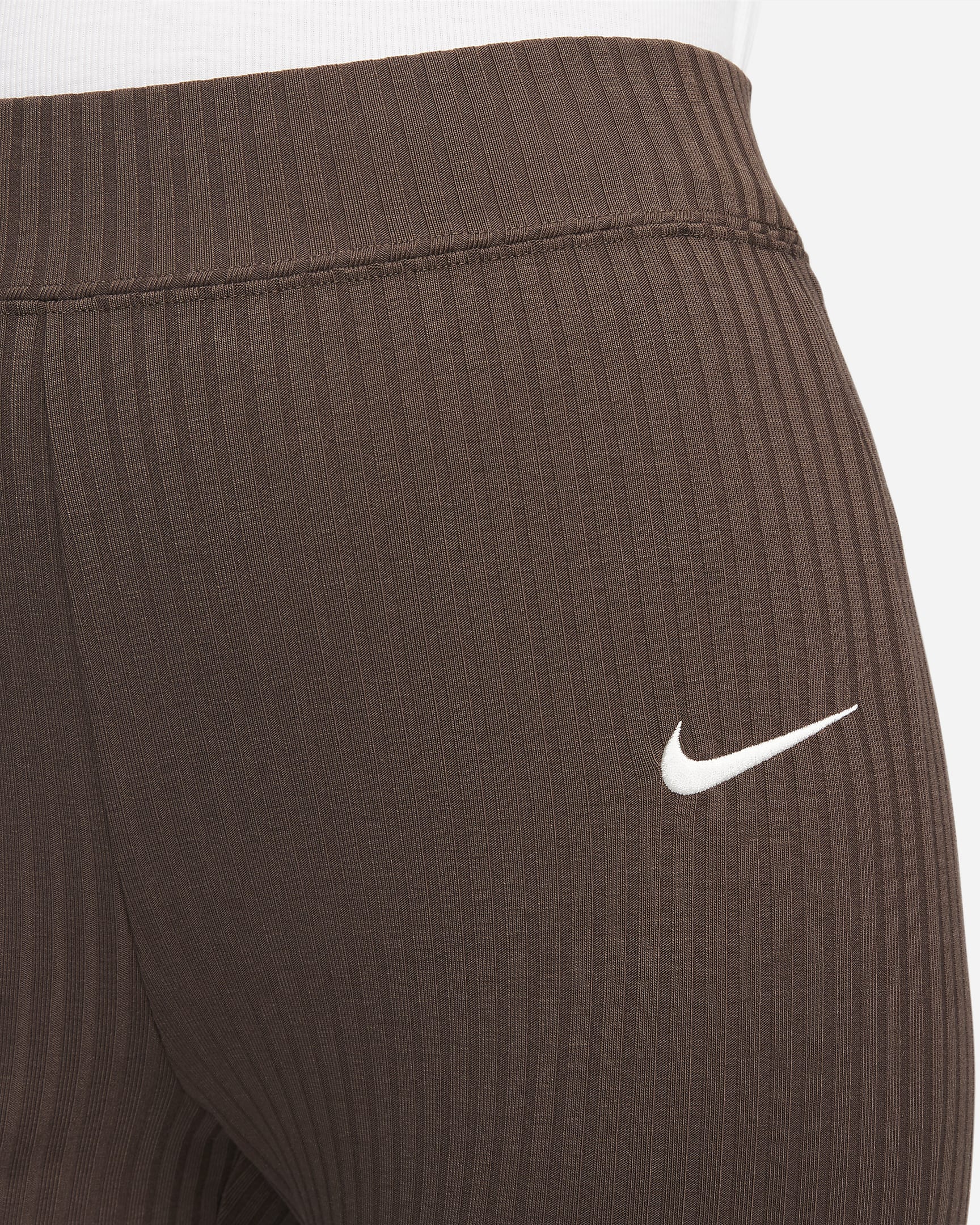 Nike Sportswear Women's High-Waisted Ribbed Jersey Trousers - Baroque Brown/Sail