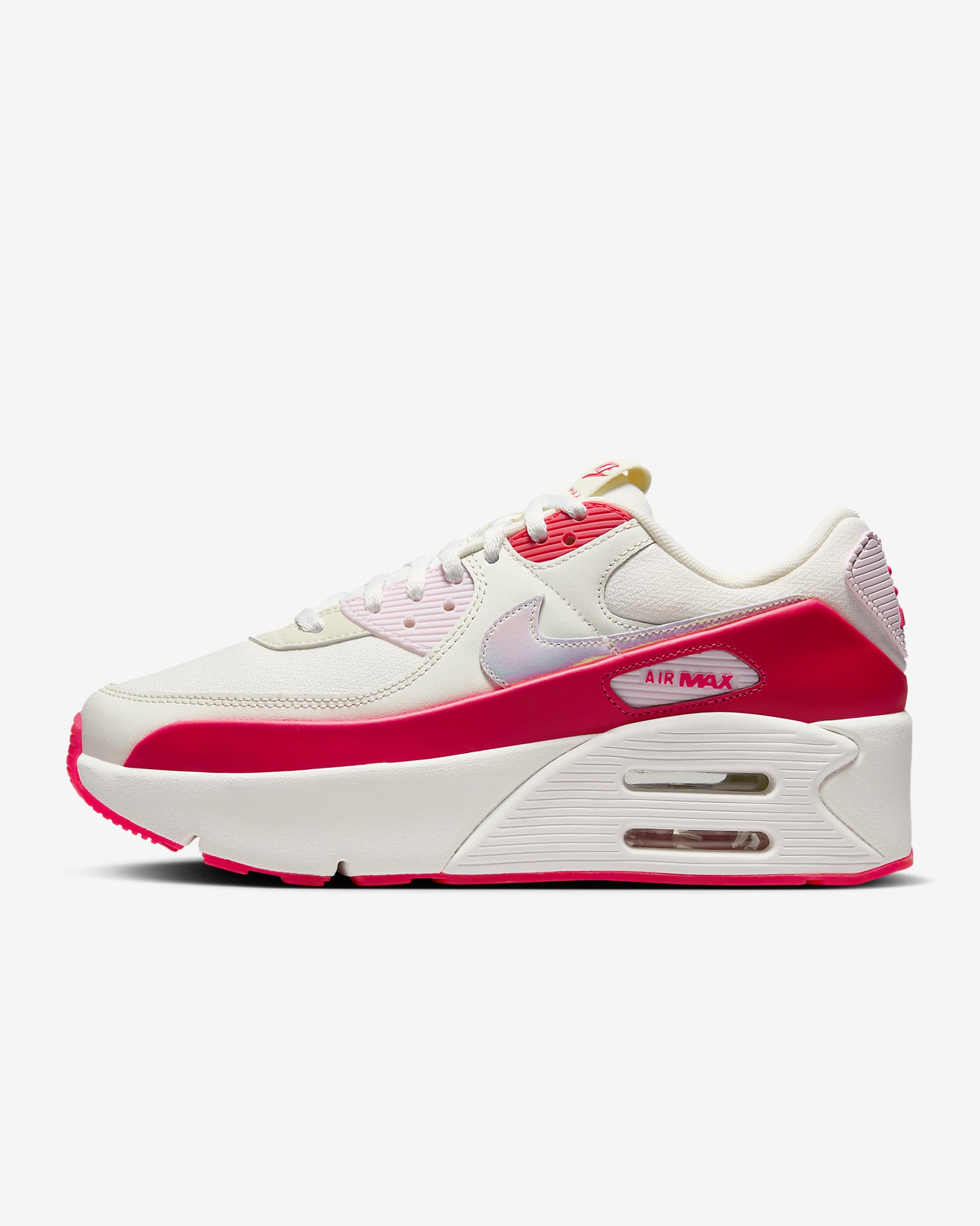 Nike Air Max 90 LV8 Women's Shoes - Sail/Siren Red/Pearl Pink/Multi-Colour