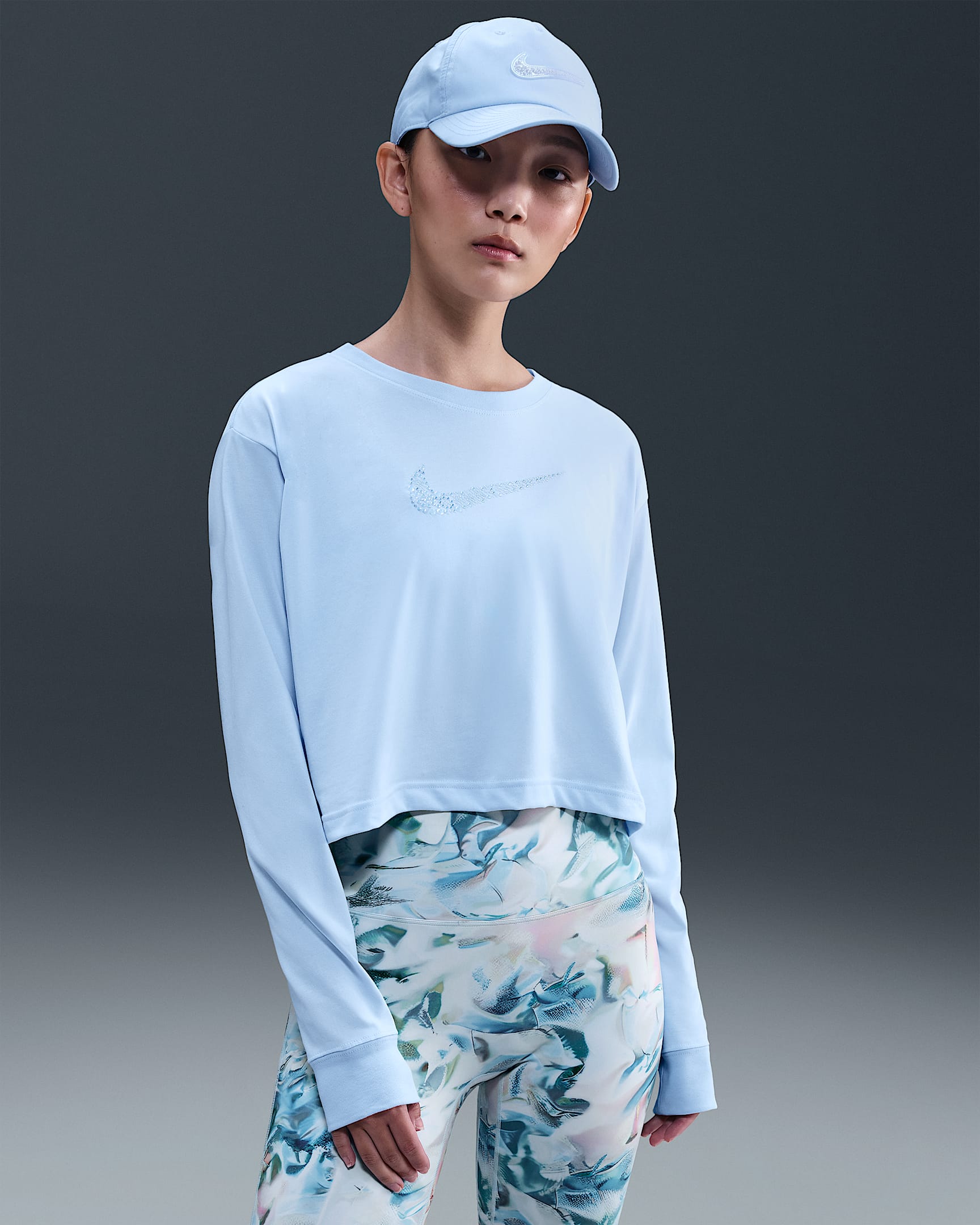 Nike Women's Dri-FIT Cropped Long-Sleeve T-Shirt - Blue Tint