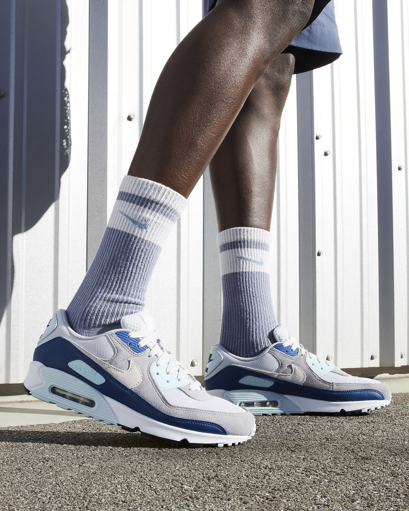 Buty męskie Nike Air Max 90 - Pure Platinum/Glacier Blue/Court Blue/Biel