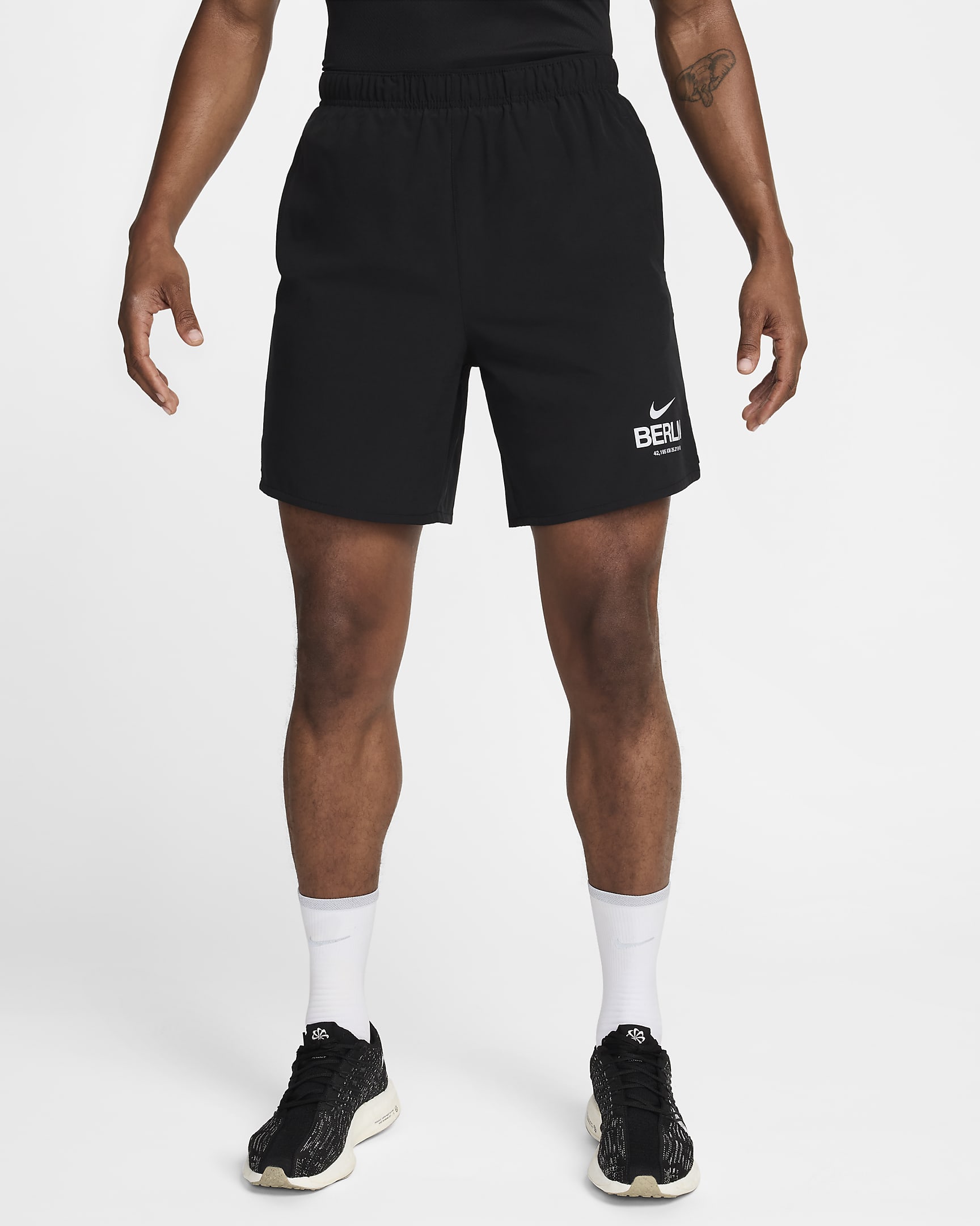 Calções de running forrados com slip de 18 cm Nike Challenger para homem - Preto