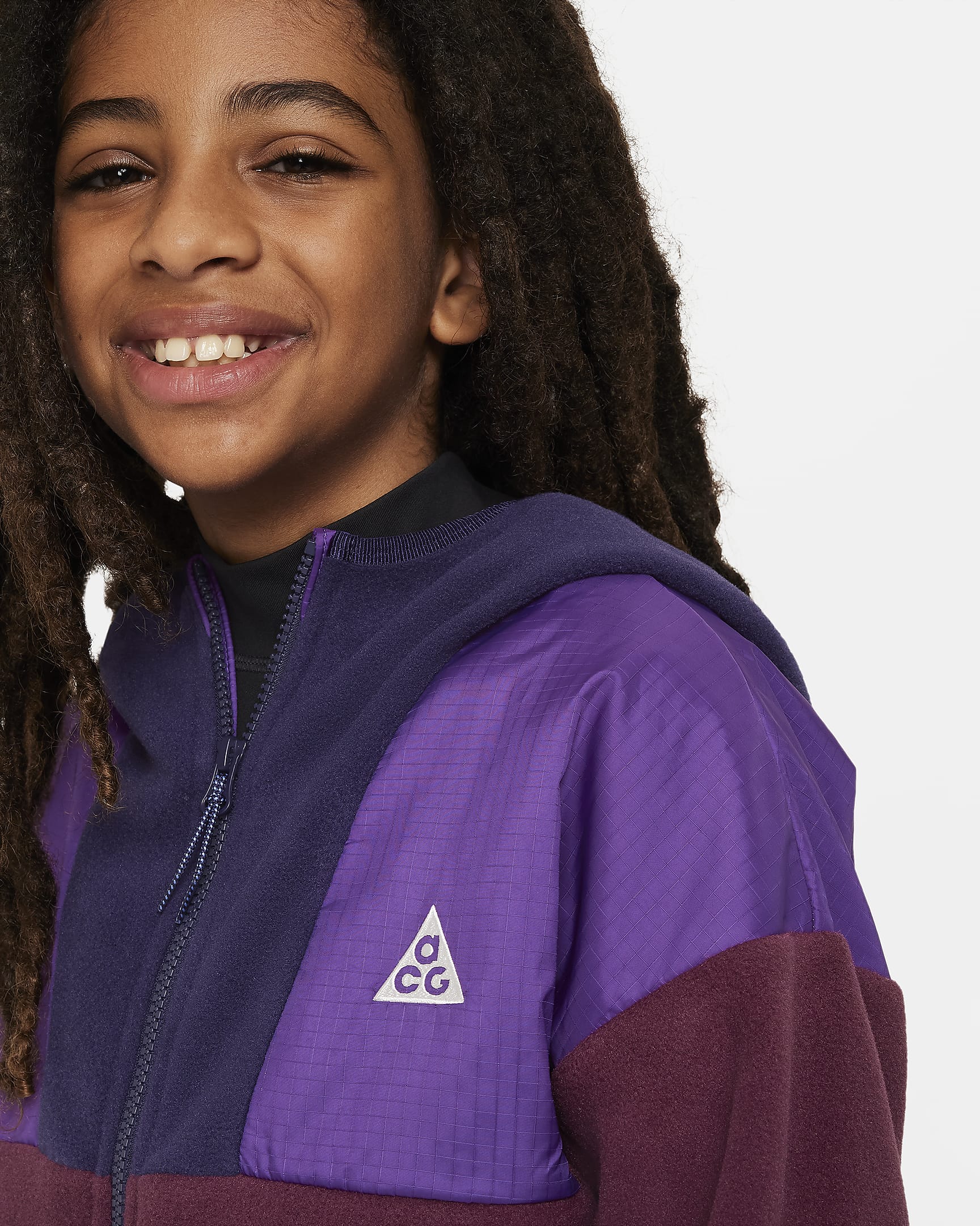 Sudadera con gorro para niños talla grande Nike ACG "Wolf Tree" - Castaña noche/Morado tinta/Morado cosmos/Blanco cumbre