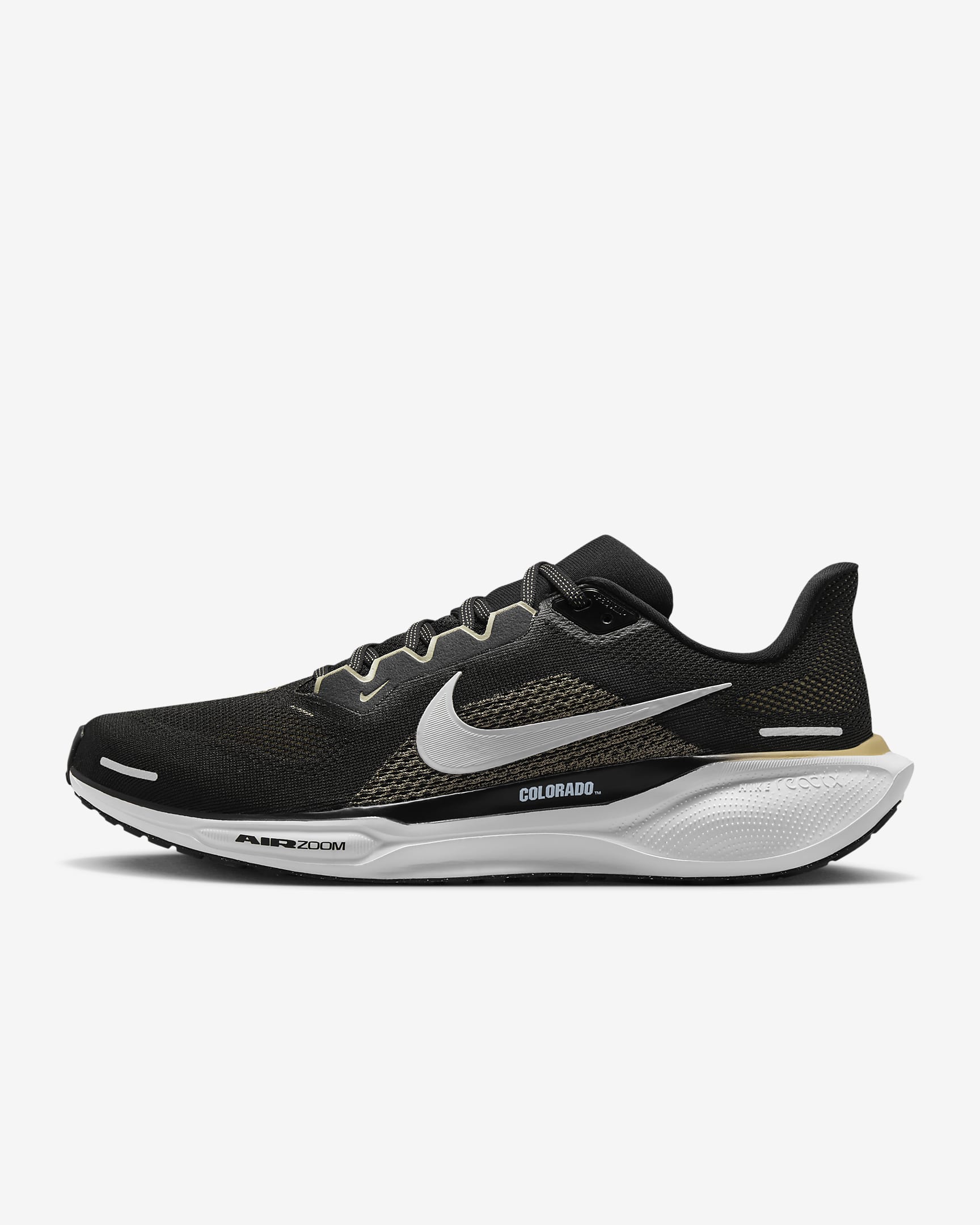 Colorado Pegasus 41 Men's Nike College Road Running Shoes - Black/White/Team Gold/White