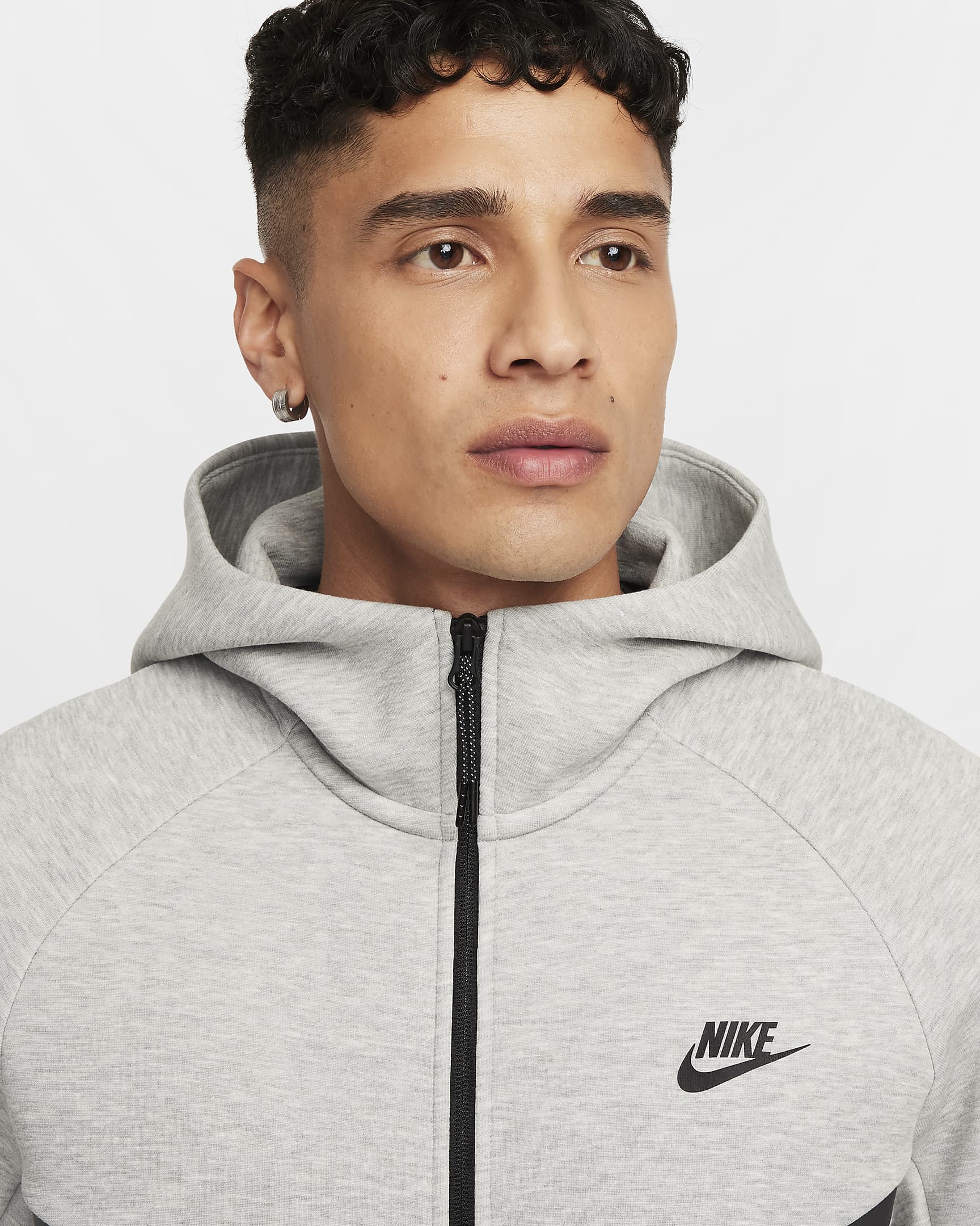 Nike Tech Men's Full-Zip Windrunner Hoodie - Dark Grey Heather/Black