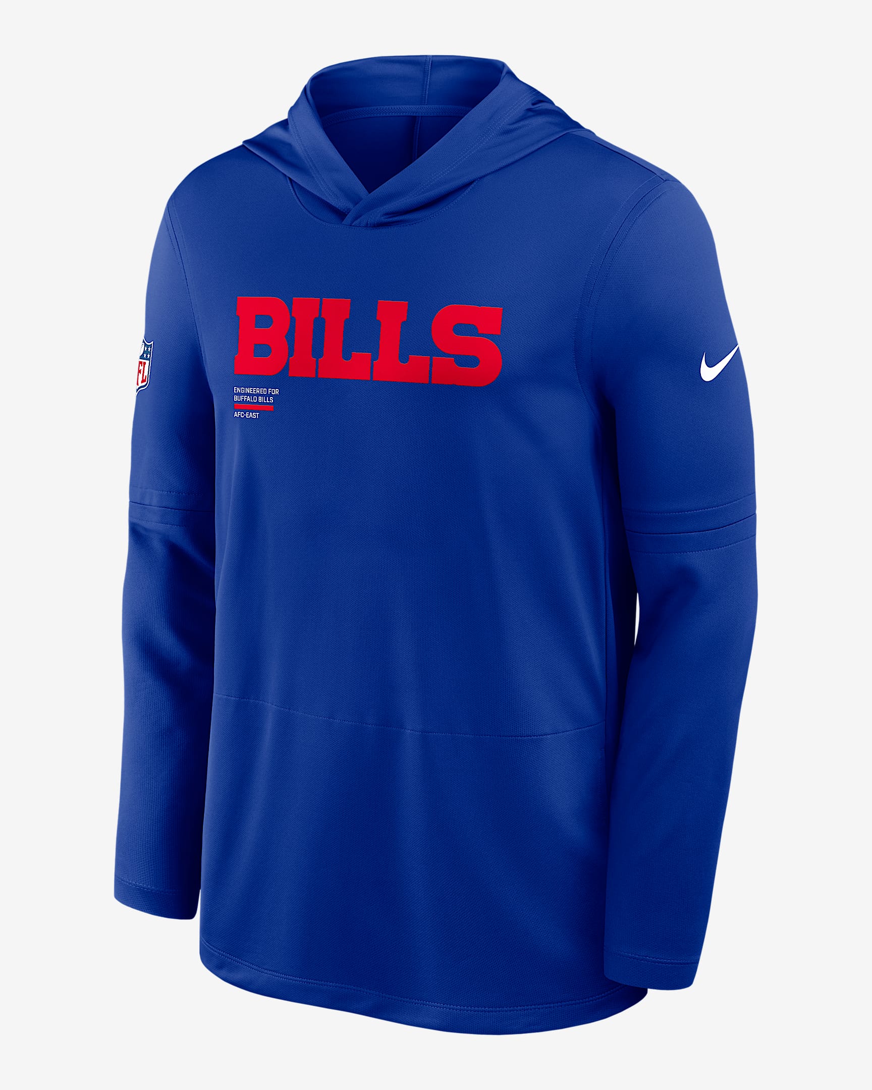 Buffalo Bills Pure Fury Sideline Men's Nike Dri-FIT NFL Long-Sleeve Hooded Top - Royal