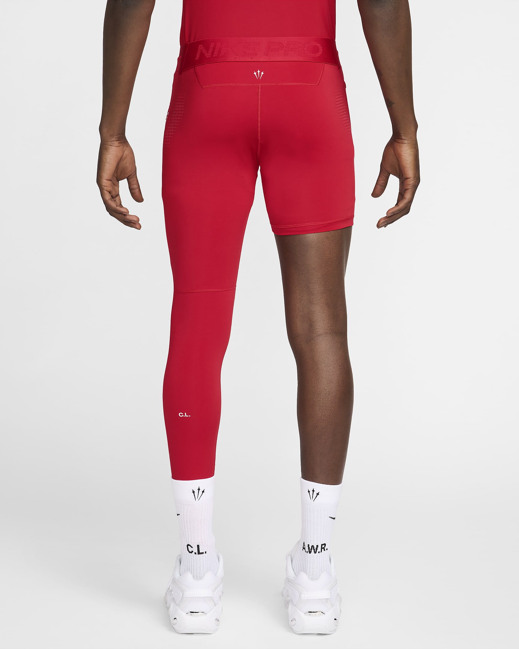 NOCTA Single-Leg-Basketball-Tights für Herren (links) - University Red/Weiß