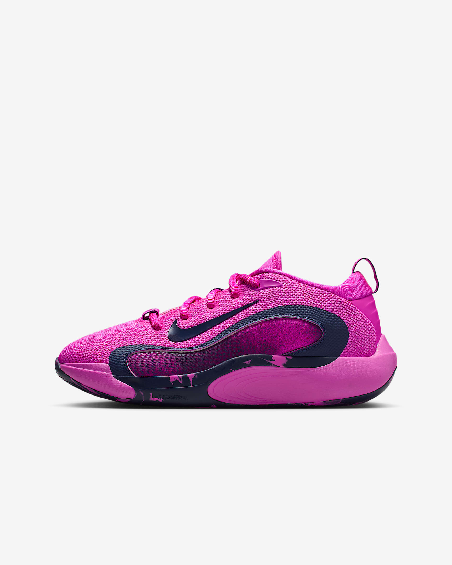 Tenis de básquetbol para niños grandes Nike IsoFly - Rosa pasión/Azul marino medianoche