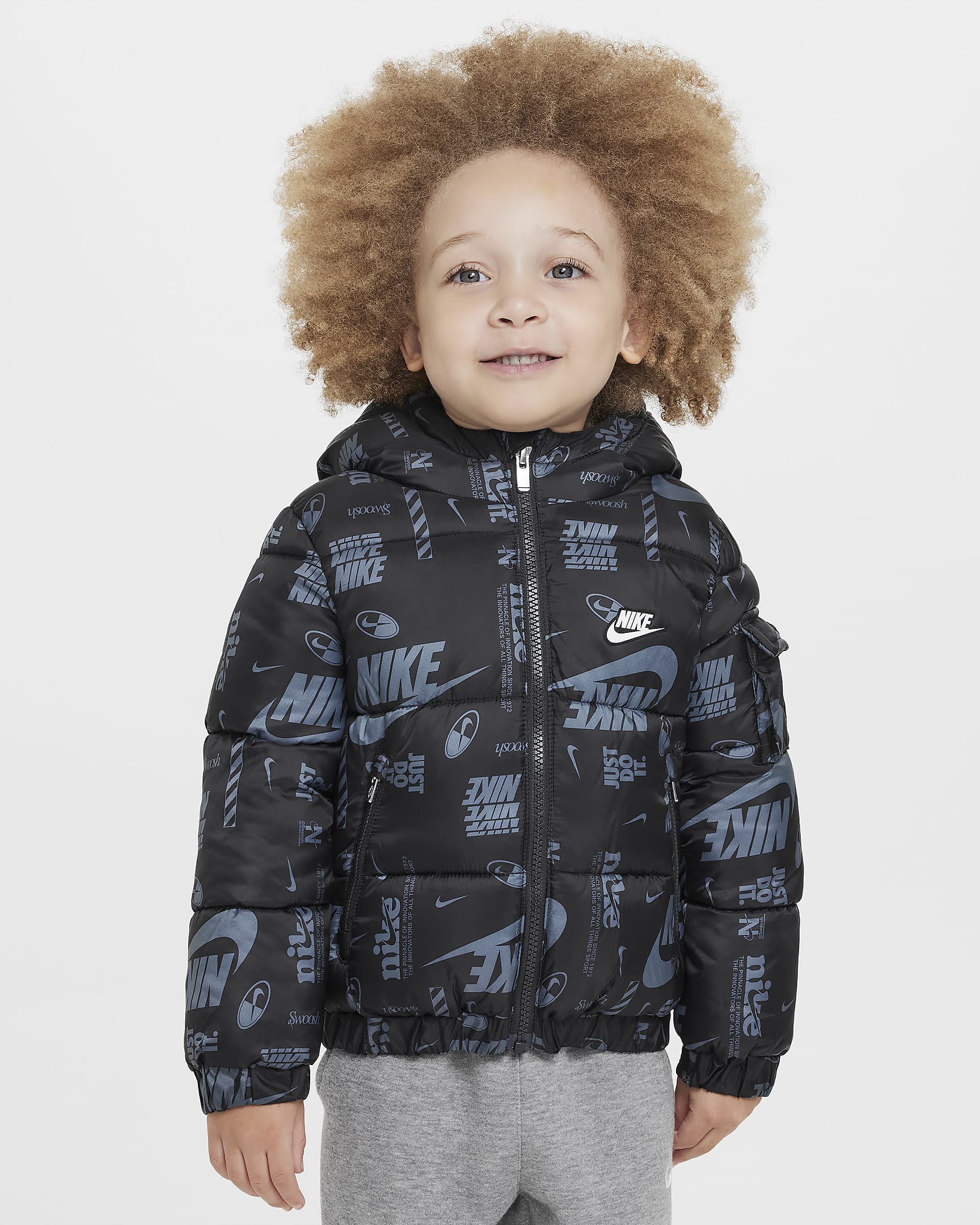 Chamarra acolchada con logo DNA infantil Nike - Negro