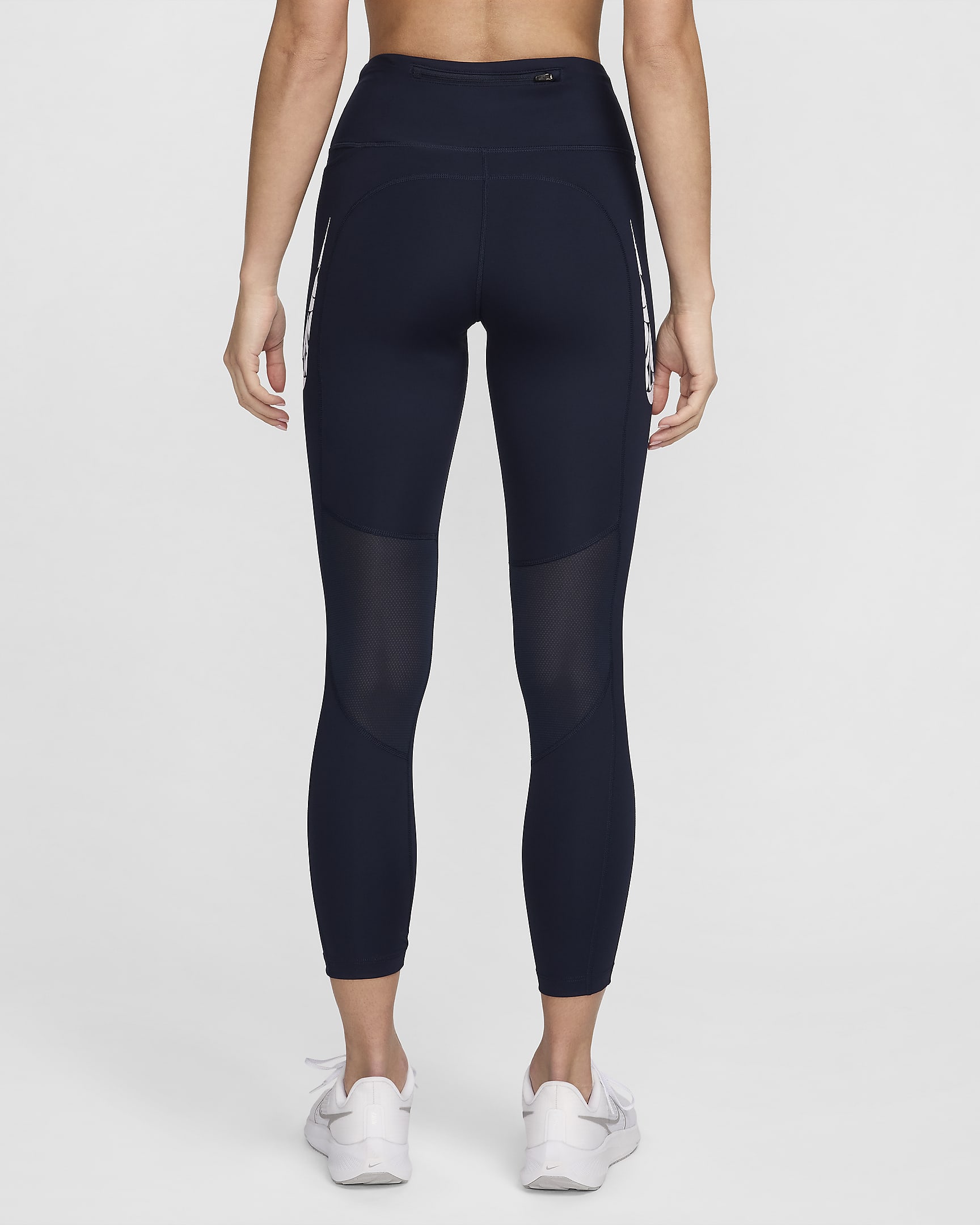 Nike Fast Women's Mid-Rise 7/8 Running Leggings with Pockets - Obsidian/White