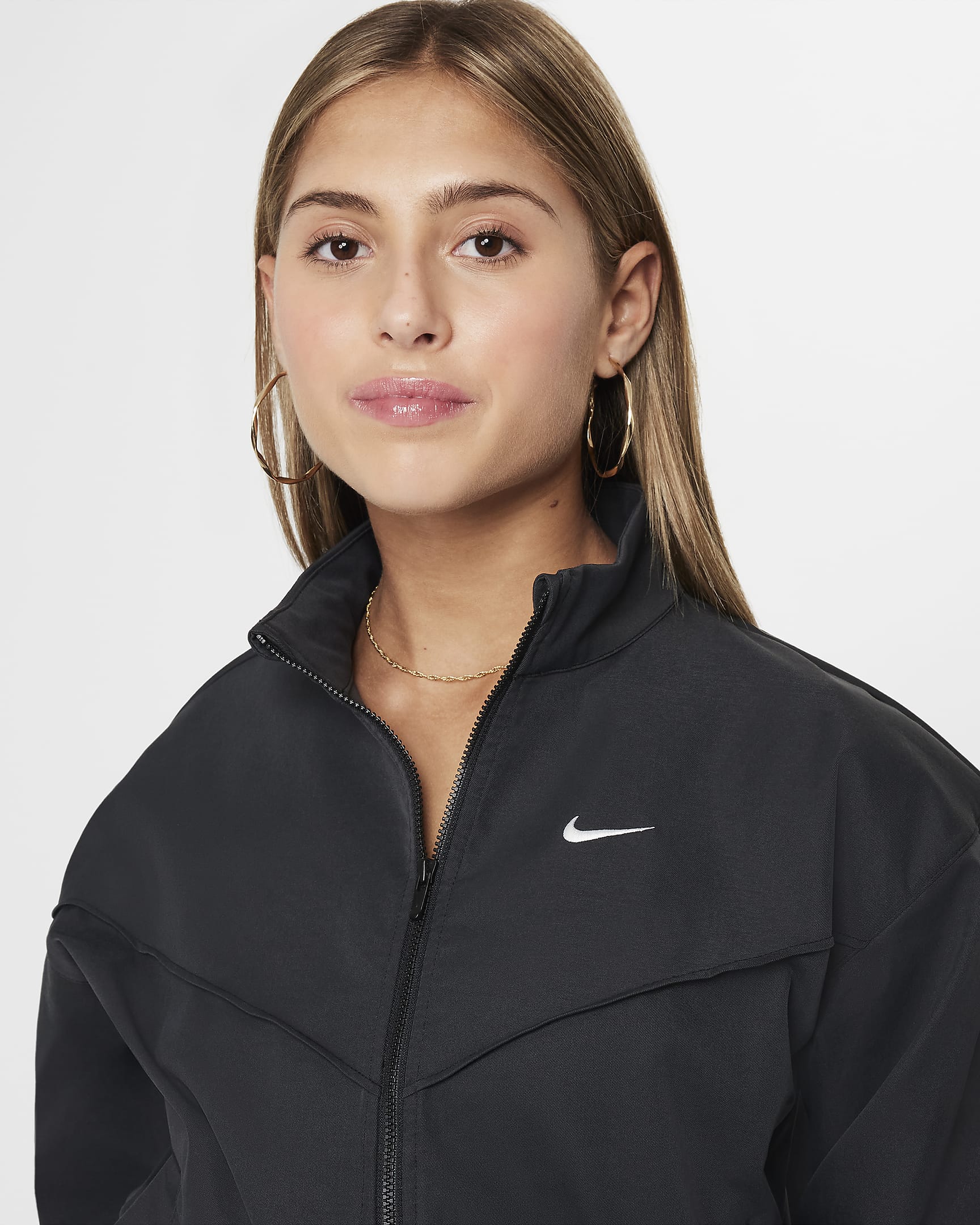 Nike Sportswear Girls' Oversized Lightweight Jacket - Black/White